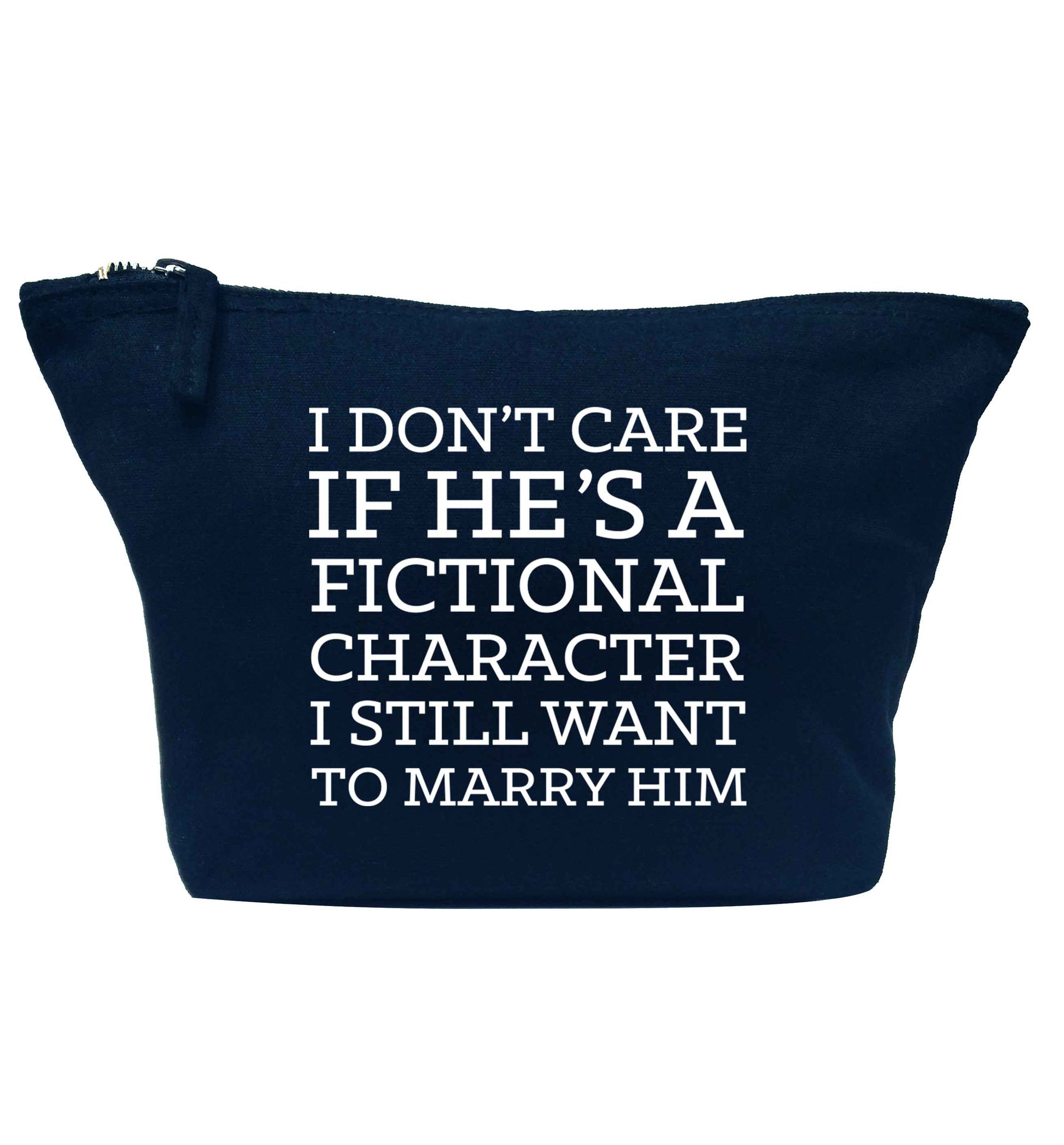 I don't care if he's a fictional character I still want to marry him navy makeup bag