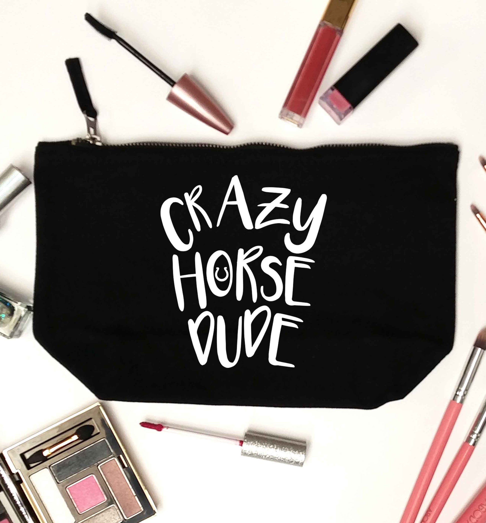 Crazy horse dude black makeup bag