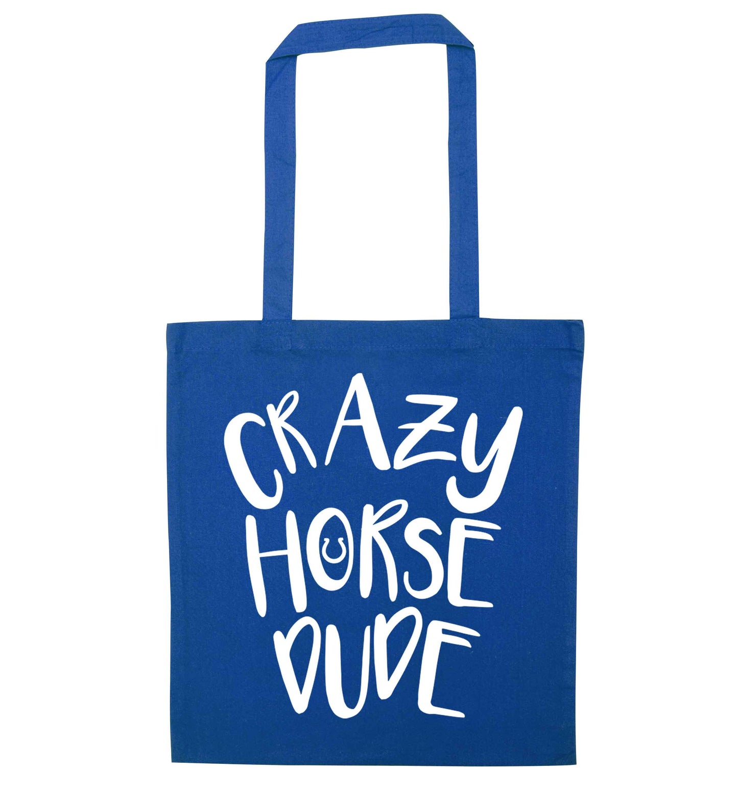 Crazy horse dude blue tote bag