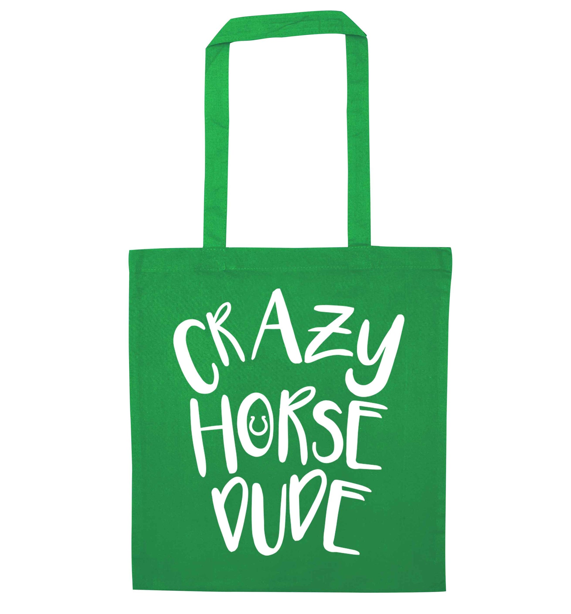 Crazy horse dude green tote bag