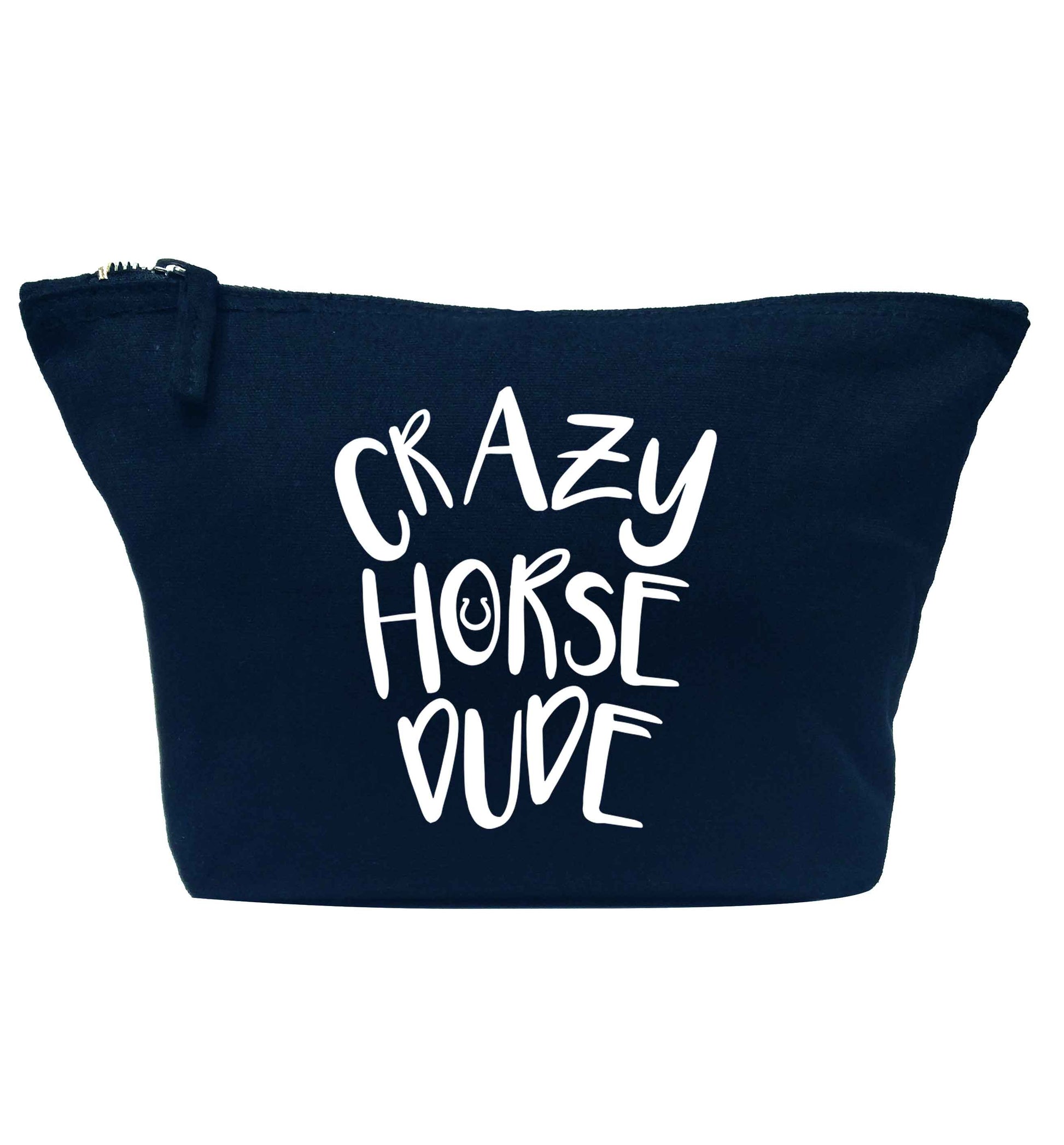 Crazy horse dude navy makeup bag
