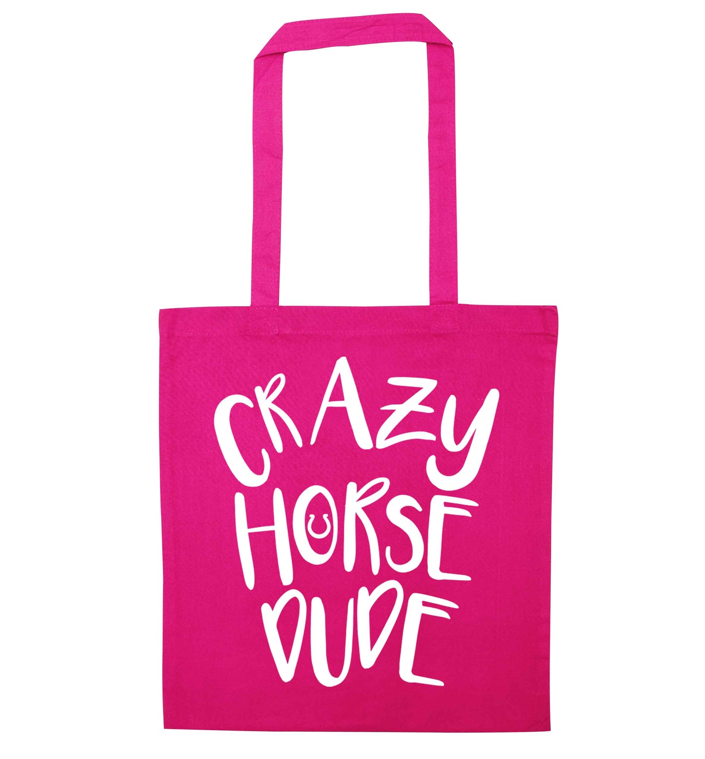 Crazy horse dude pink tote bag