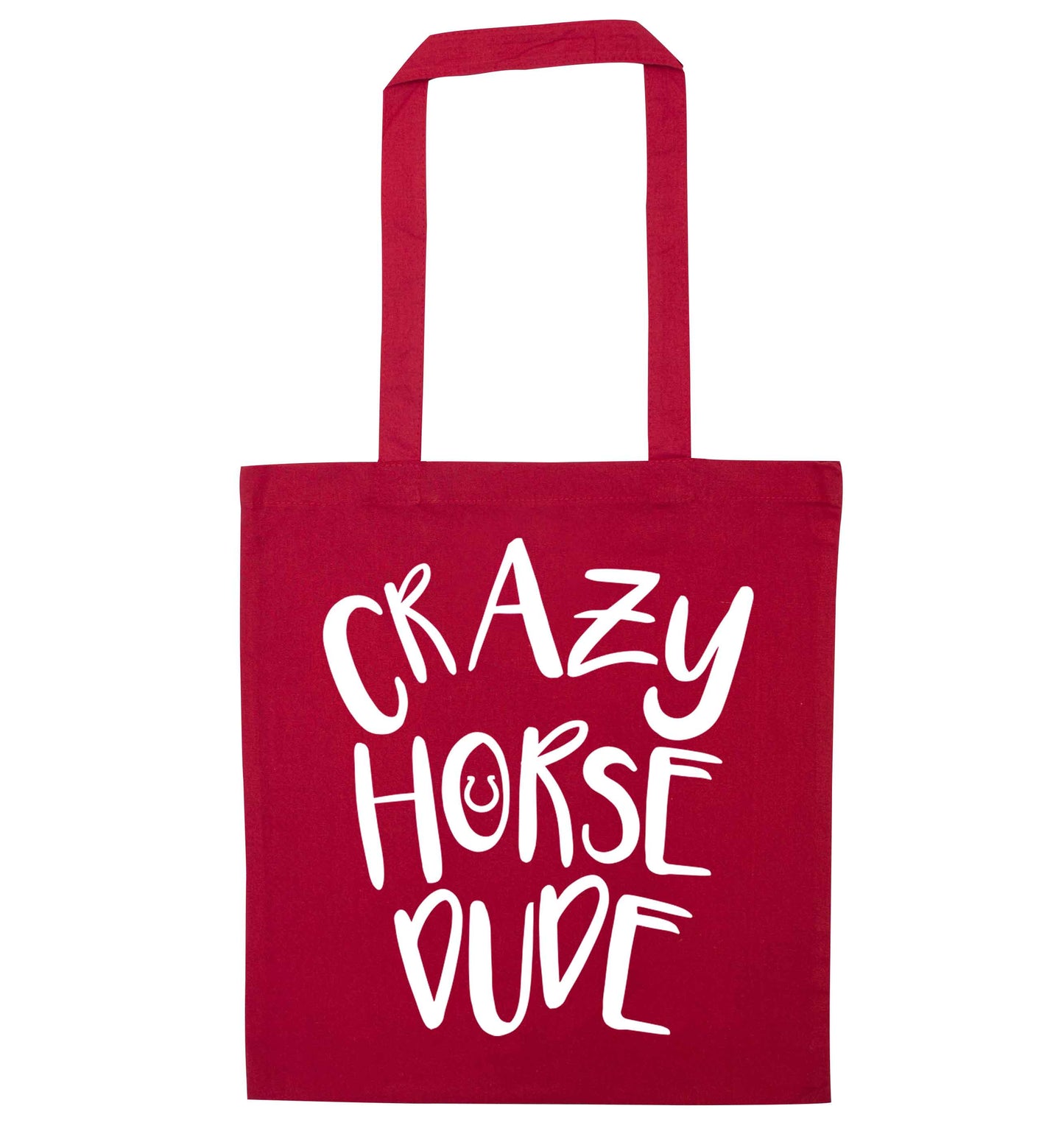Crazy horse dude red tote bag