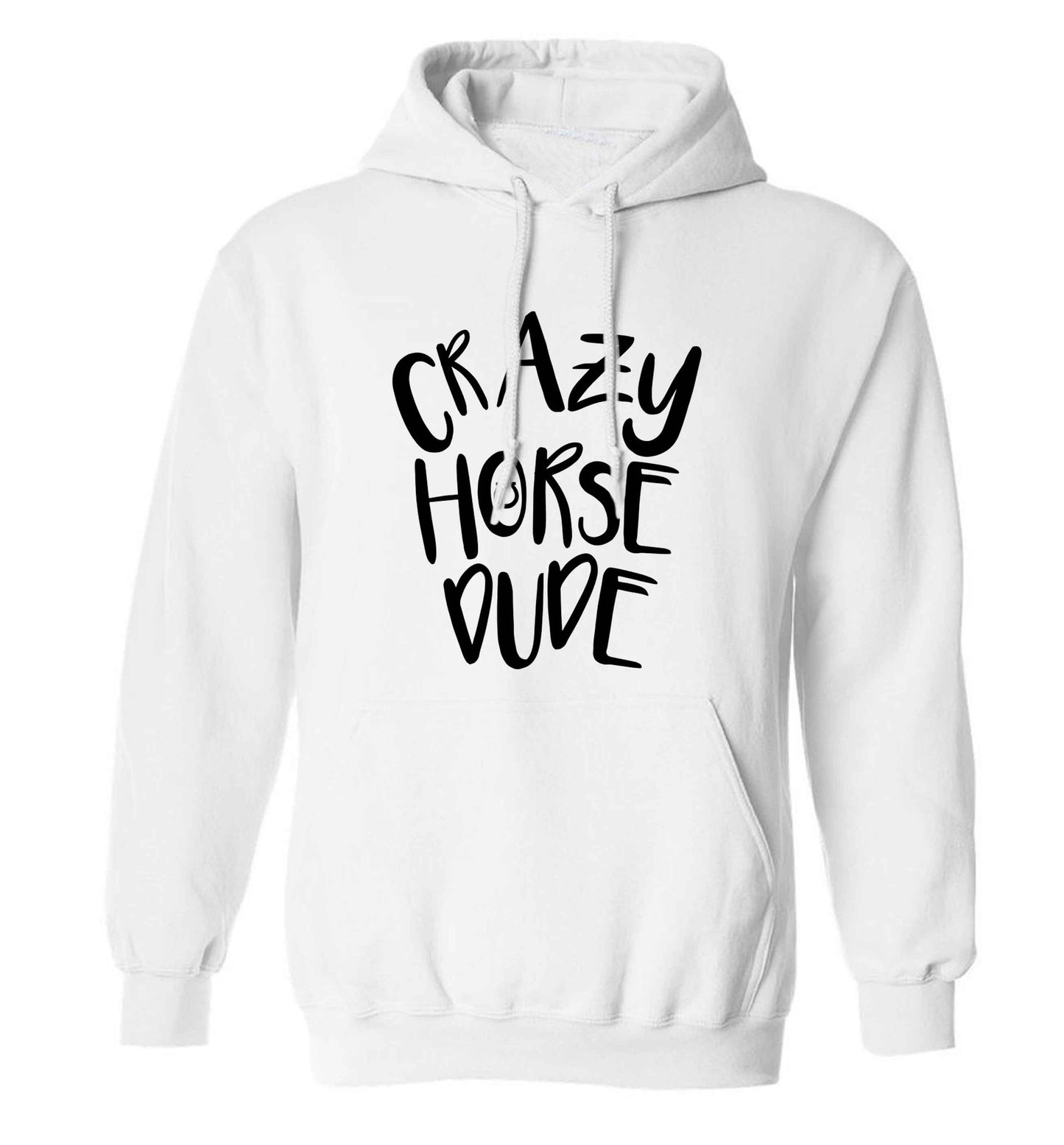 Crazy horse dude adults unisex white hoodie 2XL