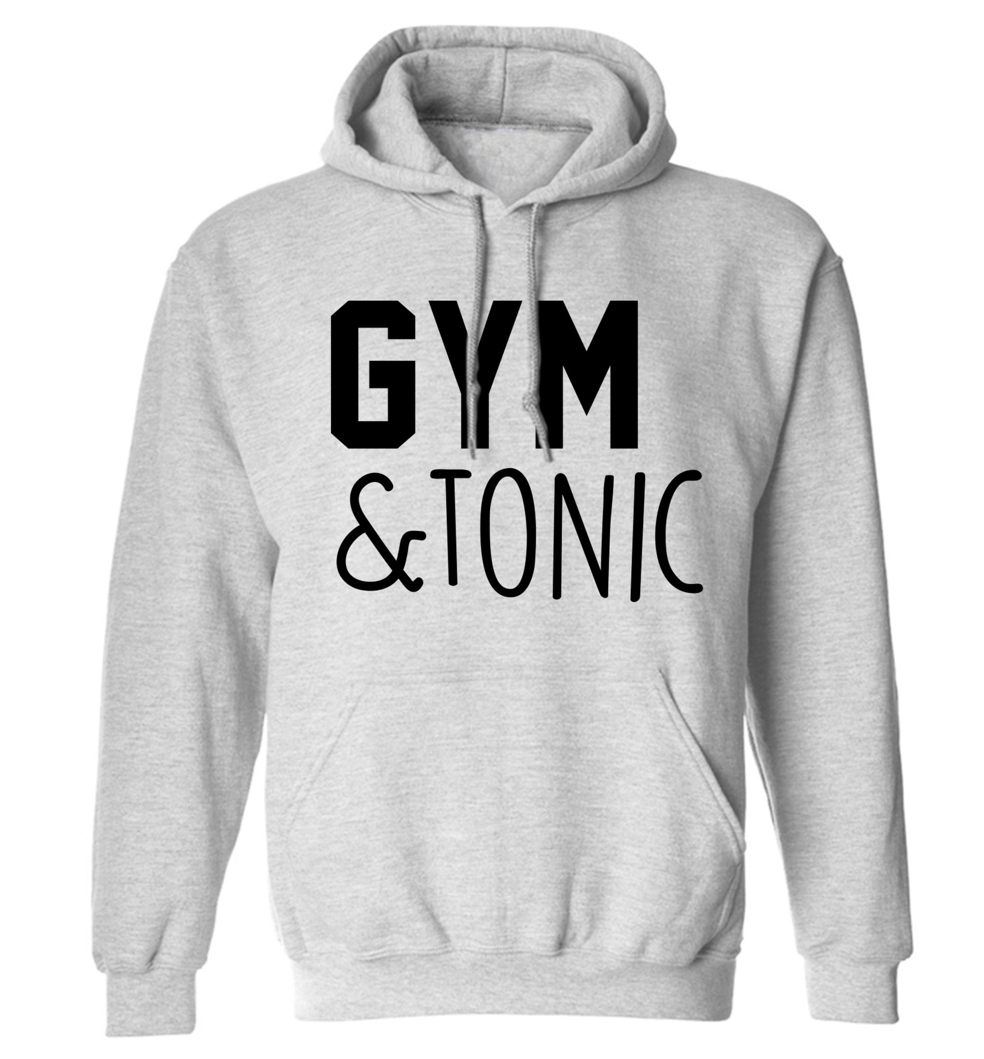 Gym and tonic adults unisex grey hoodie 2XL