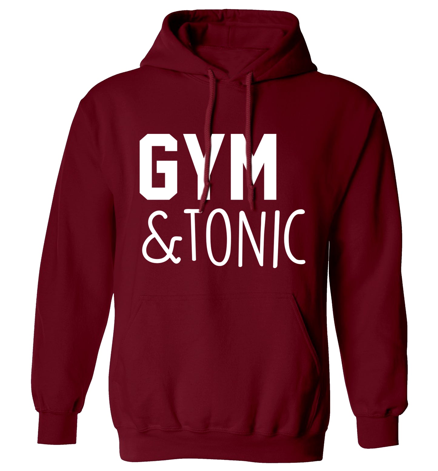 Gym and tonic adults unisex maroon hoodie 2XL