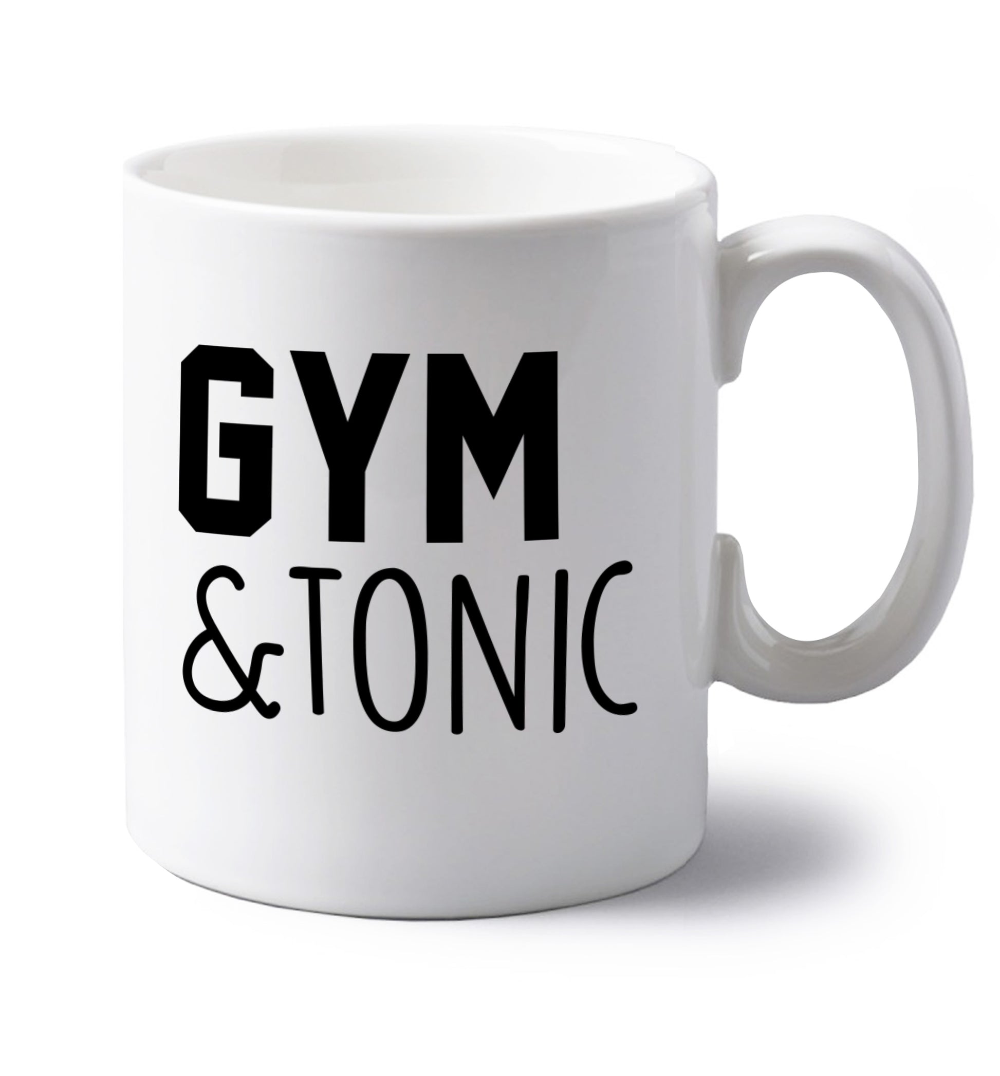 Gym and tonic left handed white ceramic mug 