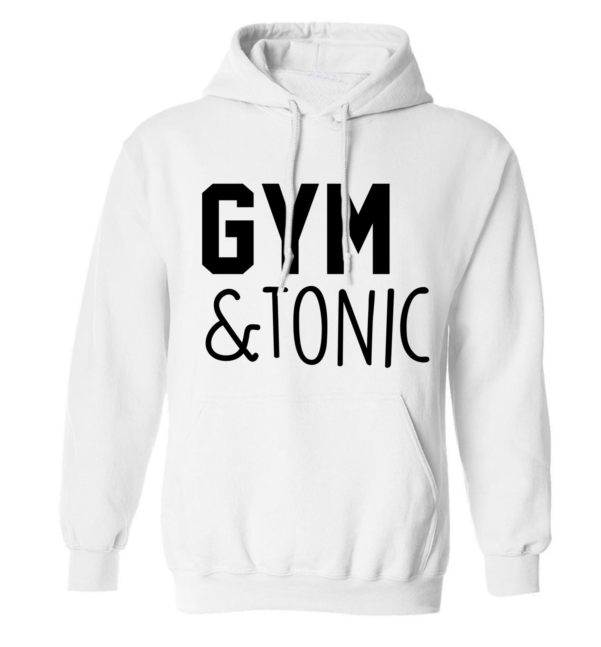 Gym and tonic adults unisex white hoodie 2XL
