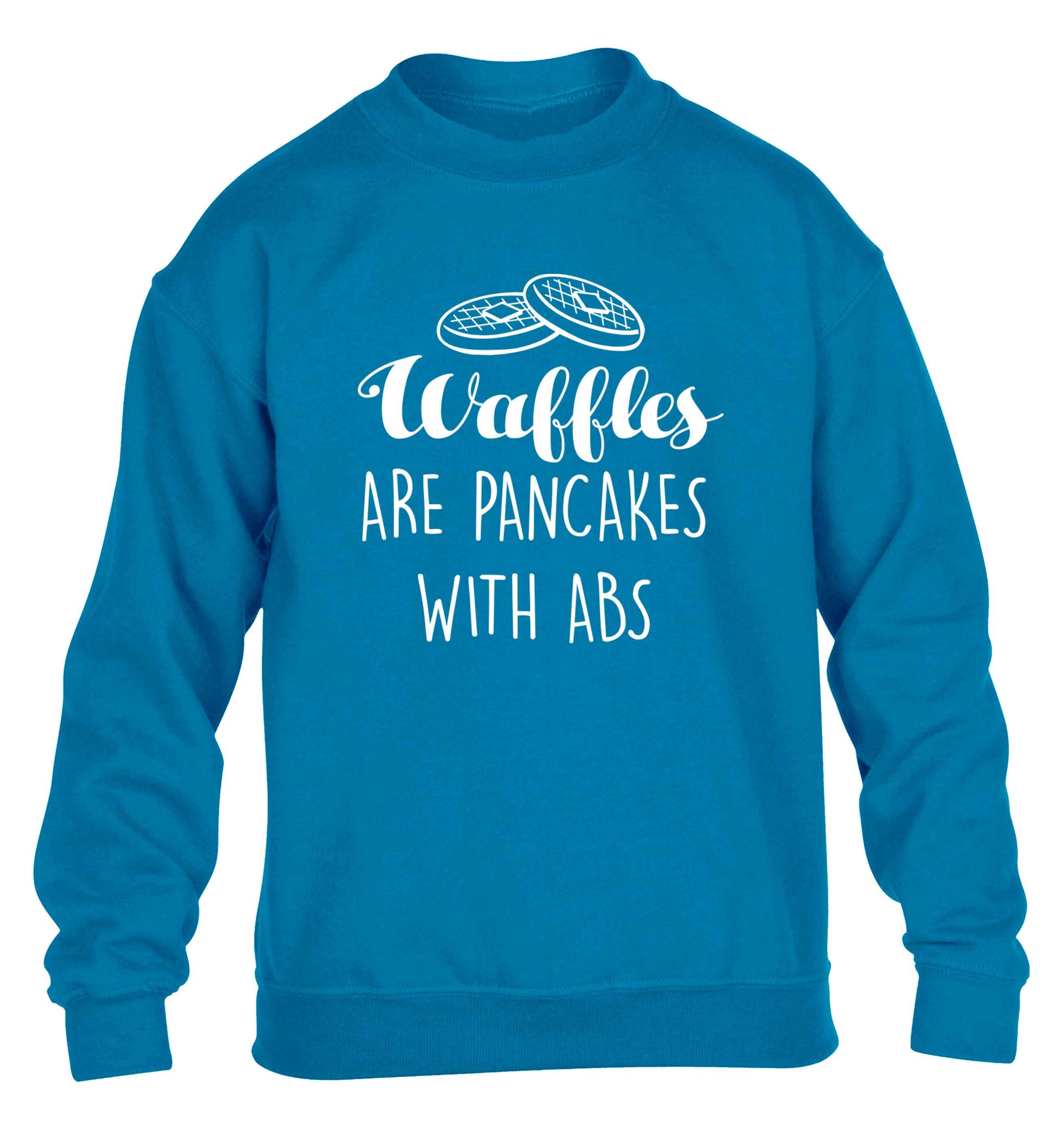 Waffles are just pancakes with abs children's blue sweater 12-13 Years