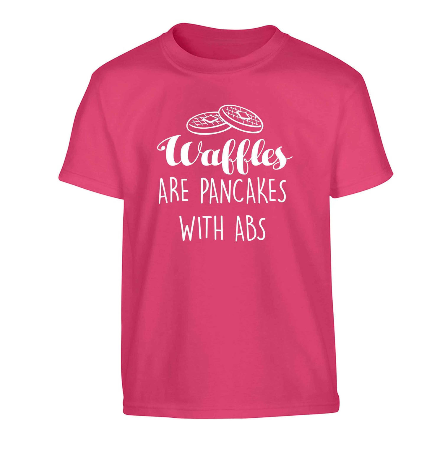 Waffles are just pancakes with abs Children's pink Tshirt 12-13 Years