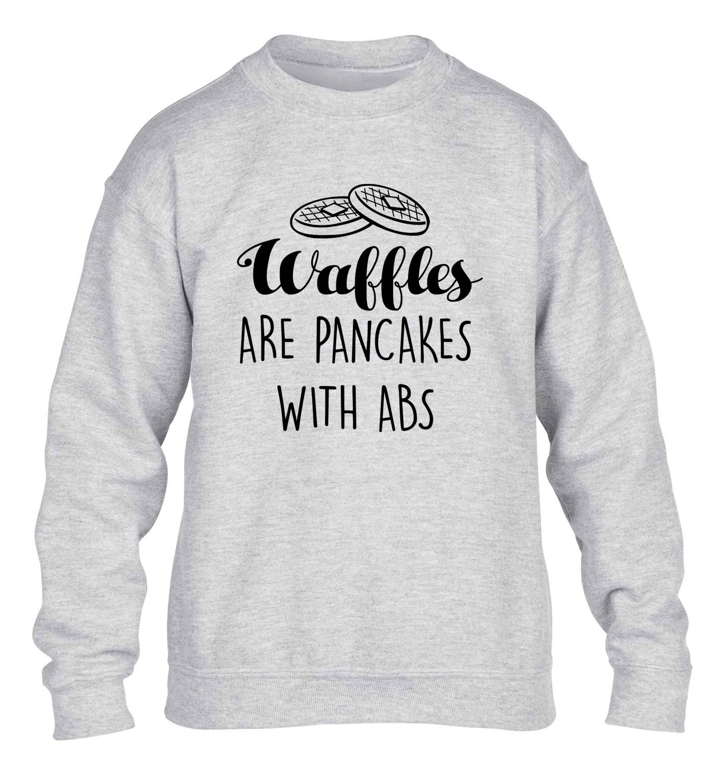 Waffles are just pancakes with abs children's grey sweater 12-13 Years