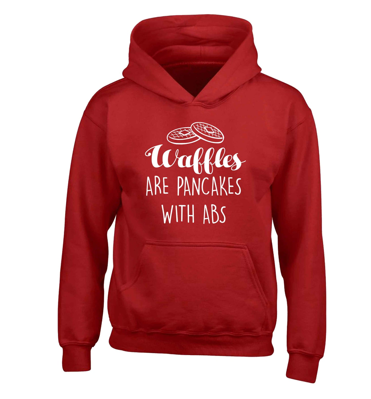 Waffles are just pancakes with abs children's red hoodie 12-13 Years