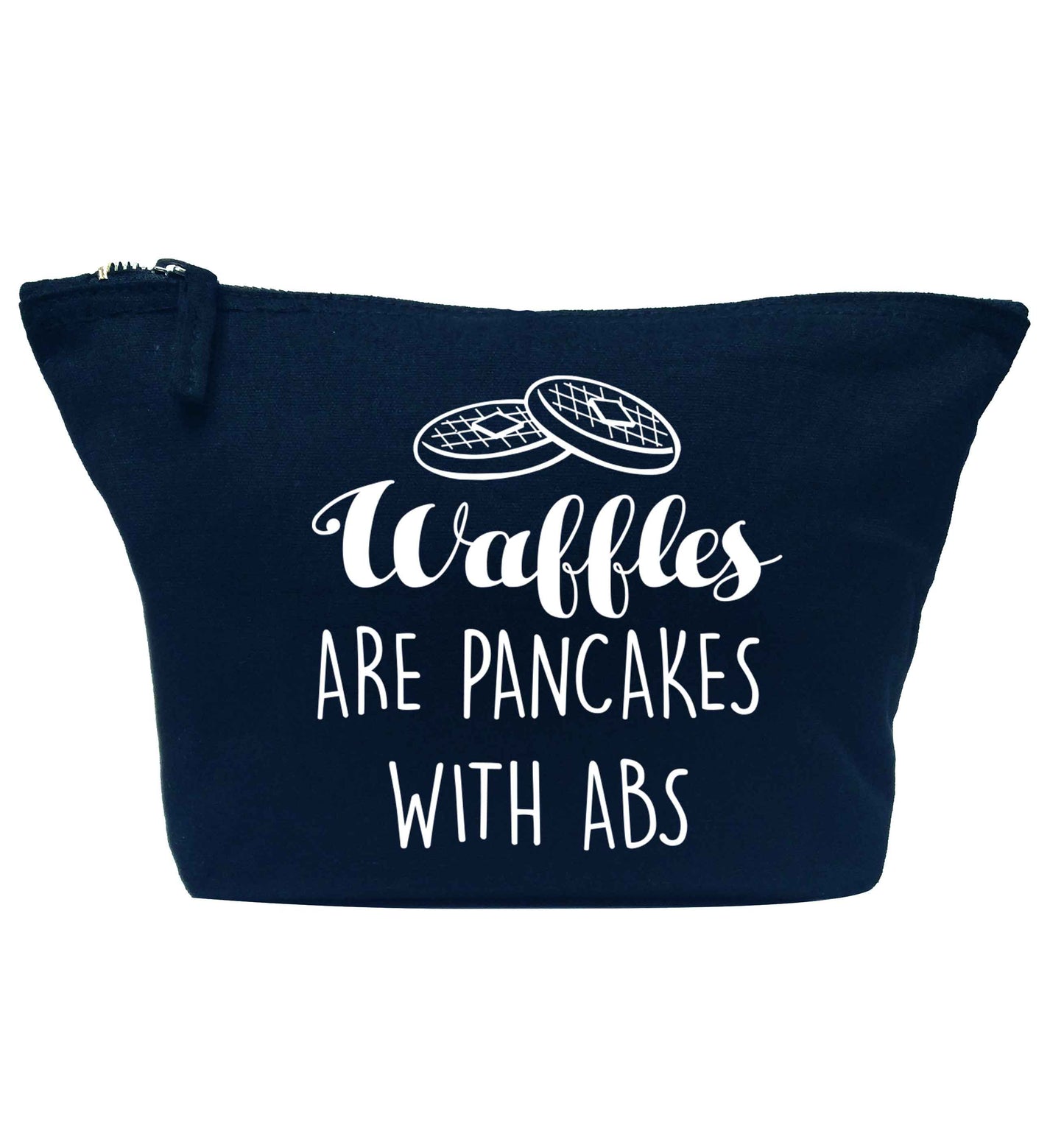 Waffles are just pancakes with abs navy makeup bag