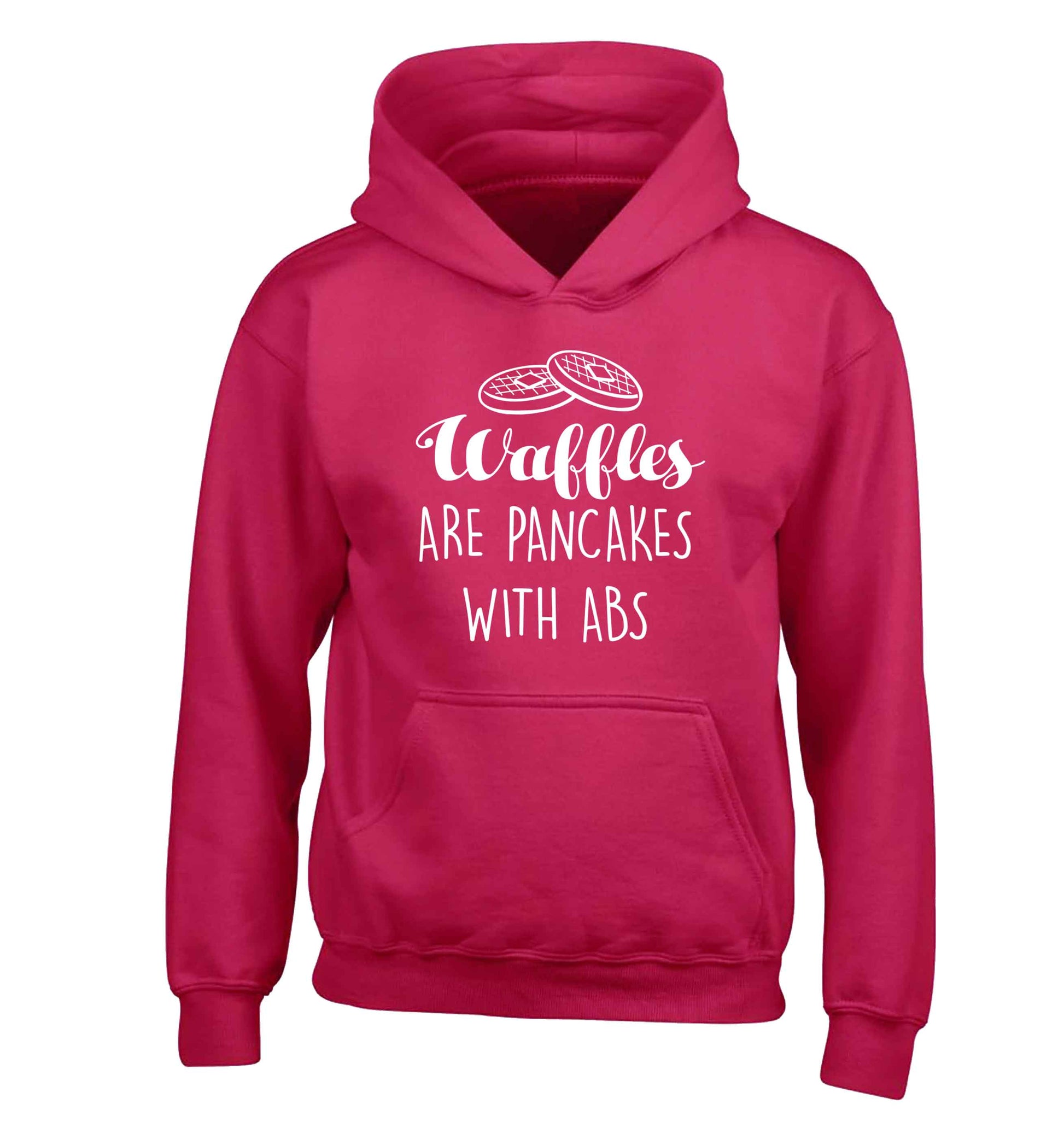 Waffles are just pancakes with abs children's pink hoodie 12-13 Years
