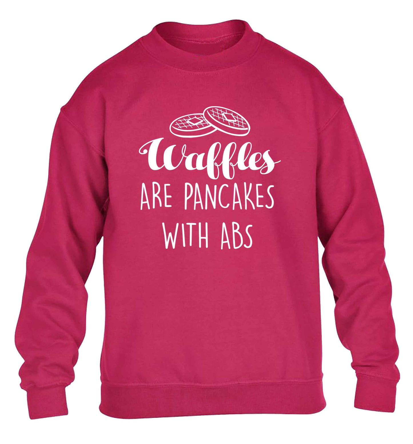 Waffles are just pancakes with abs children's pink sweater 12-13 Years