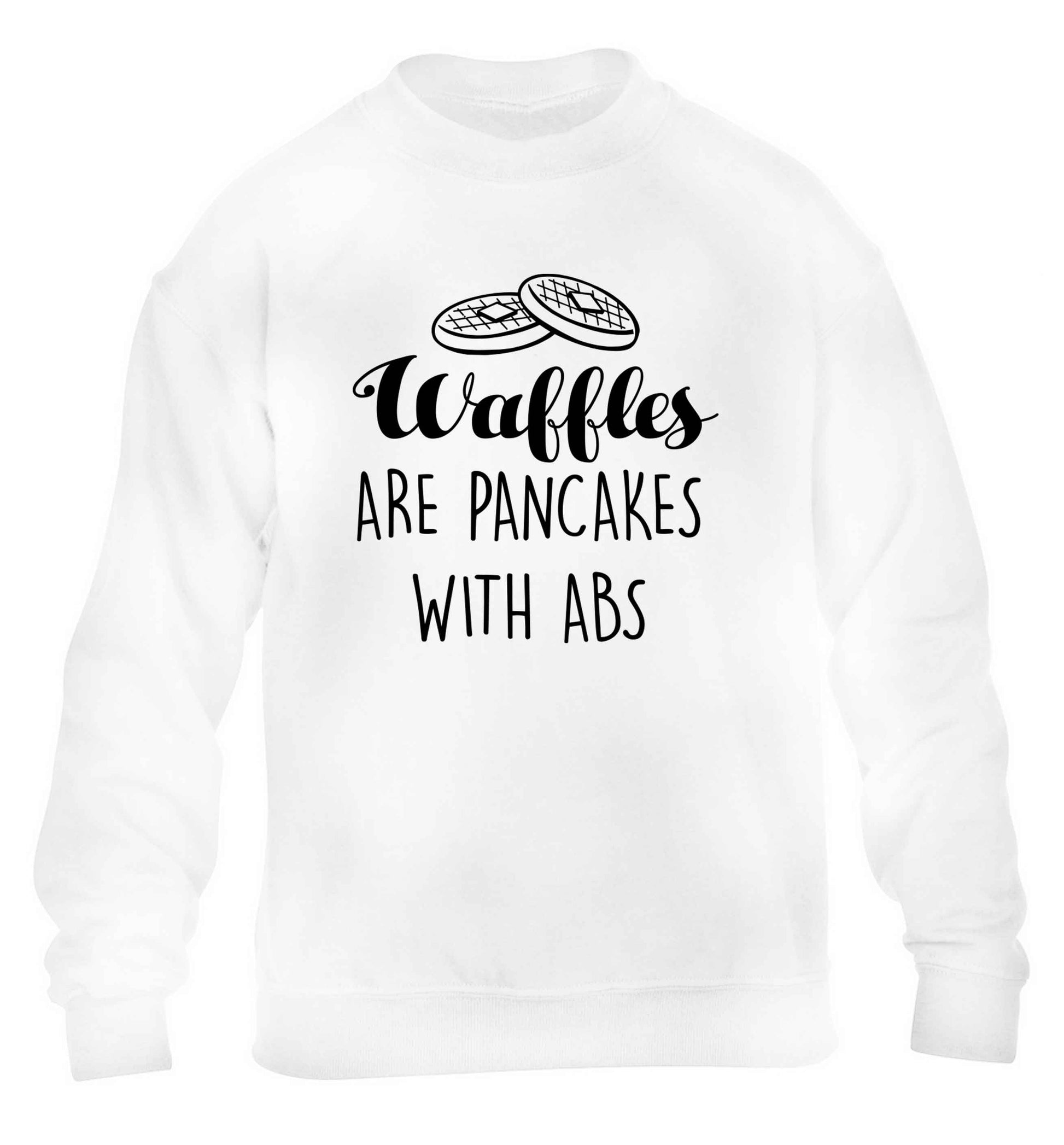 Waffles are just pancakes with abs children's white sweater 12-13 Years
