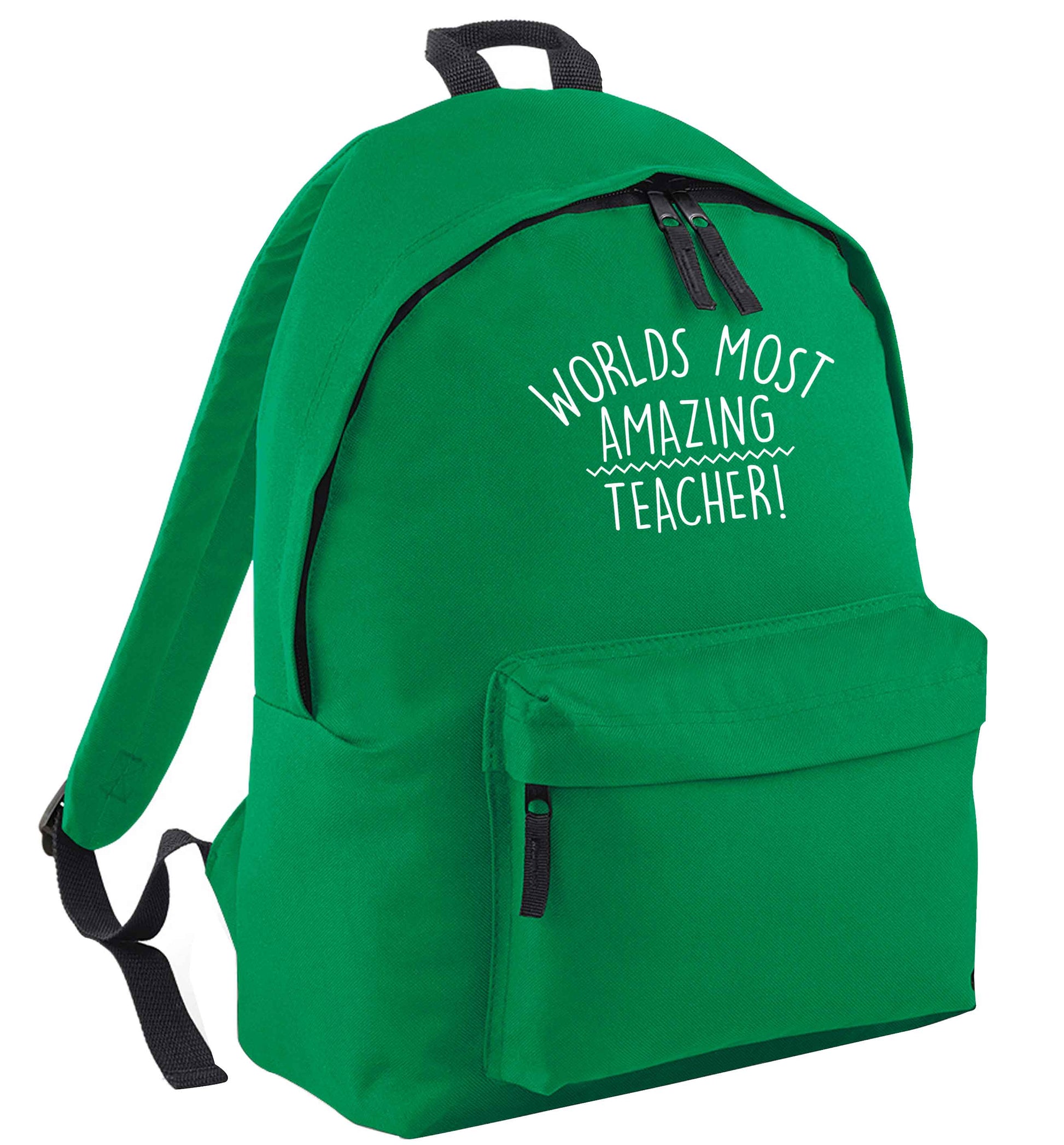 Worlds most amazing teacher green adults backpack