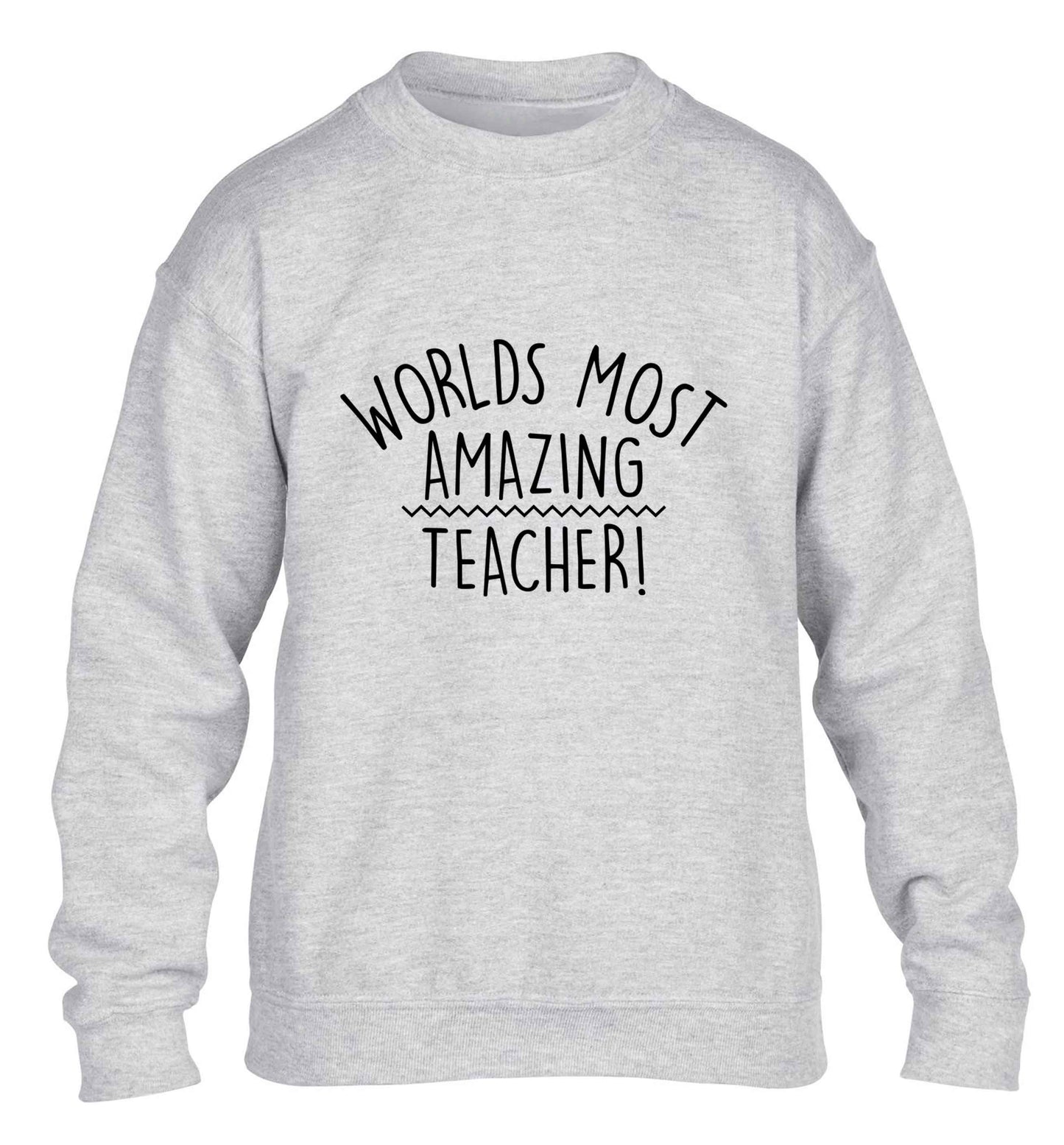 Worlds most amazing teacher children's grey sweater 12-13 Years