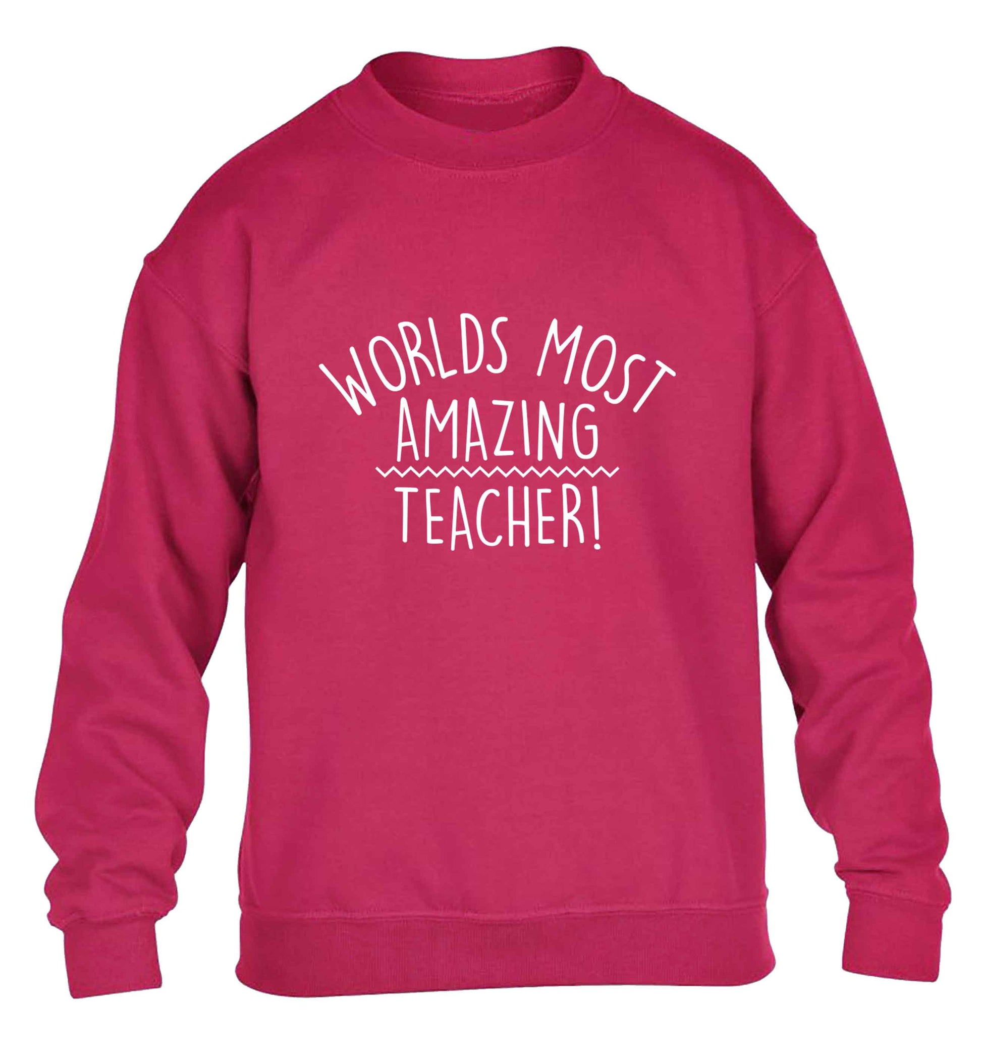 Worlds most amazing teacher children's pink sweater 12-13 Years