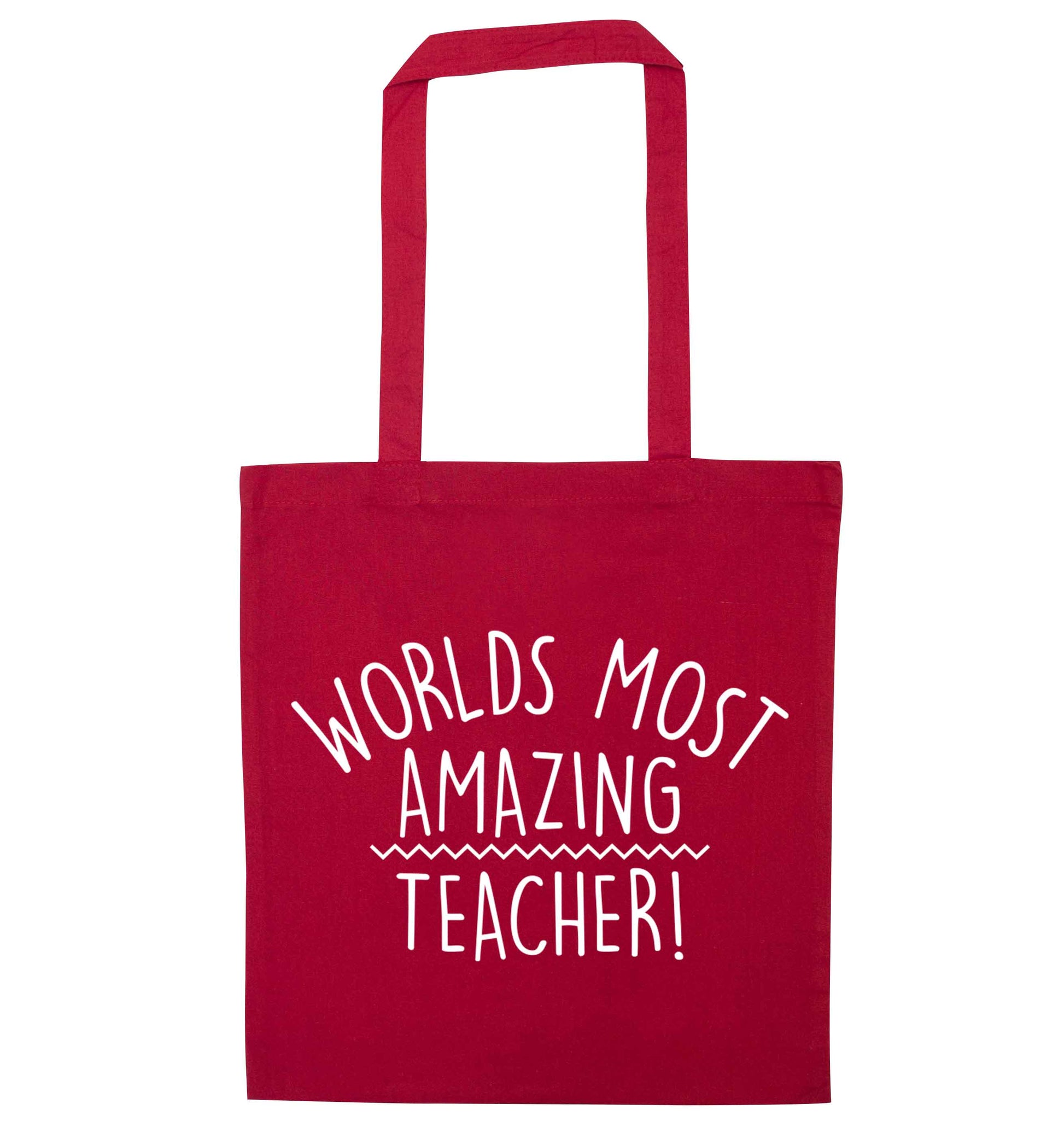 Worlds most amazing teacher red tote bag