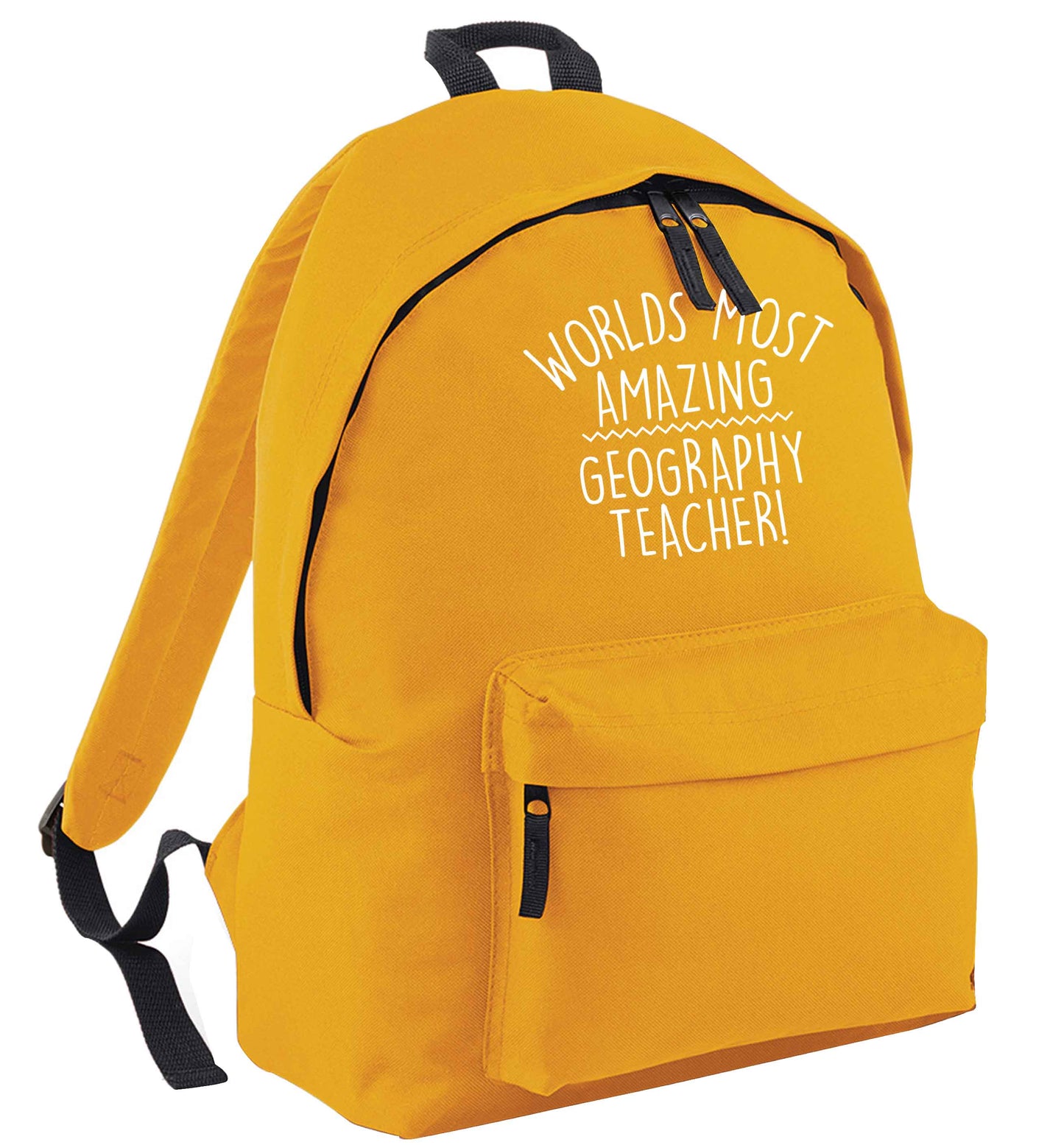 Worlds most amazing geography teacher mustard adults backpack