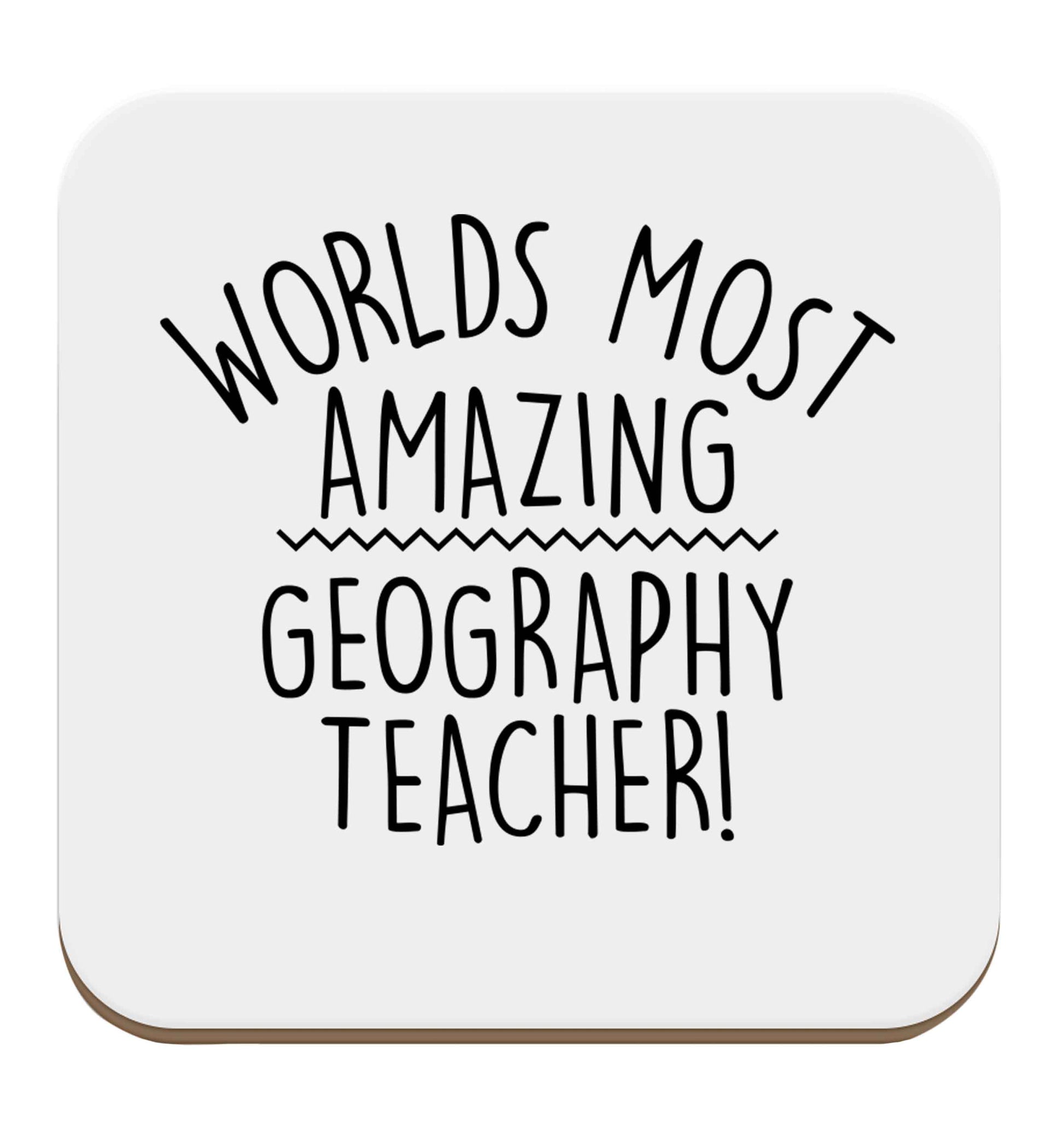 Worlds most amazing geography teacher set of four coasters