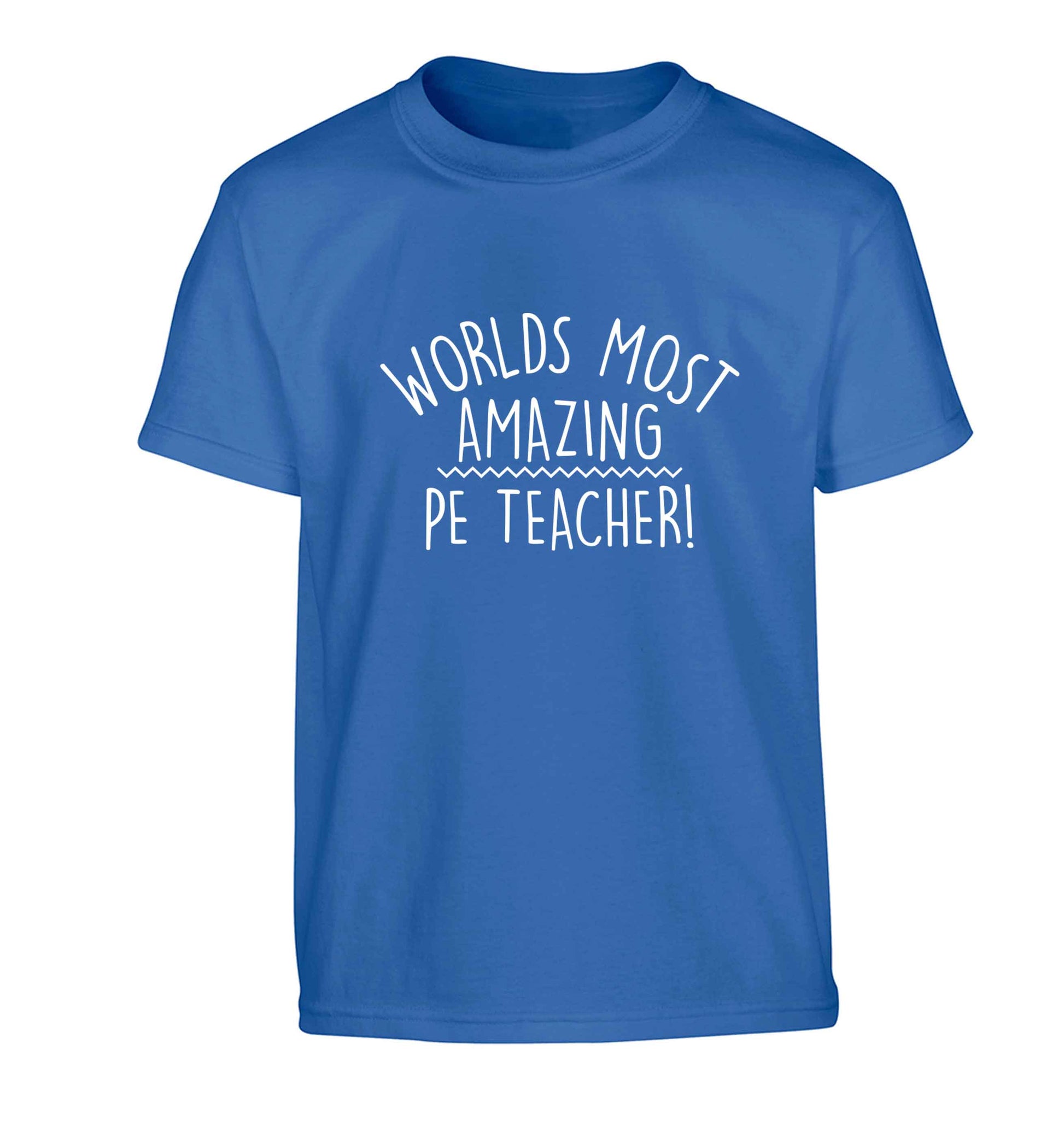 Worlds most amazing PE teacher Children's blue Tshirt 12-13 Years