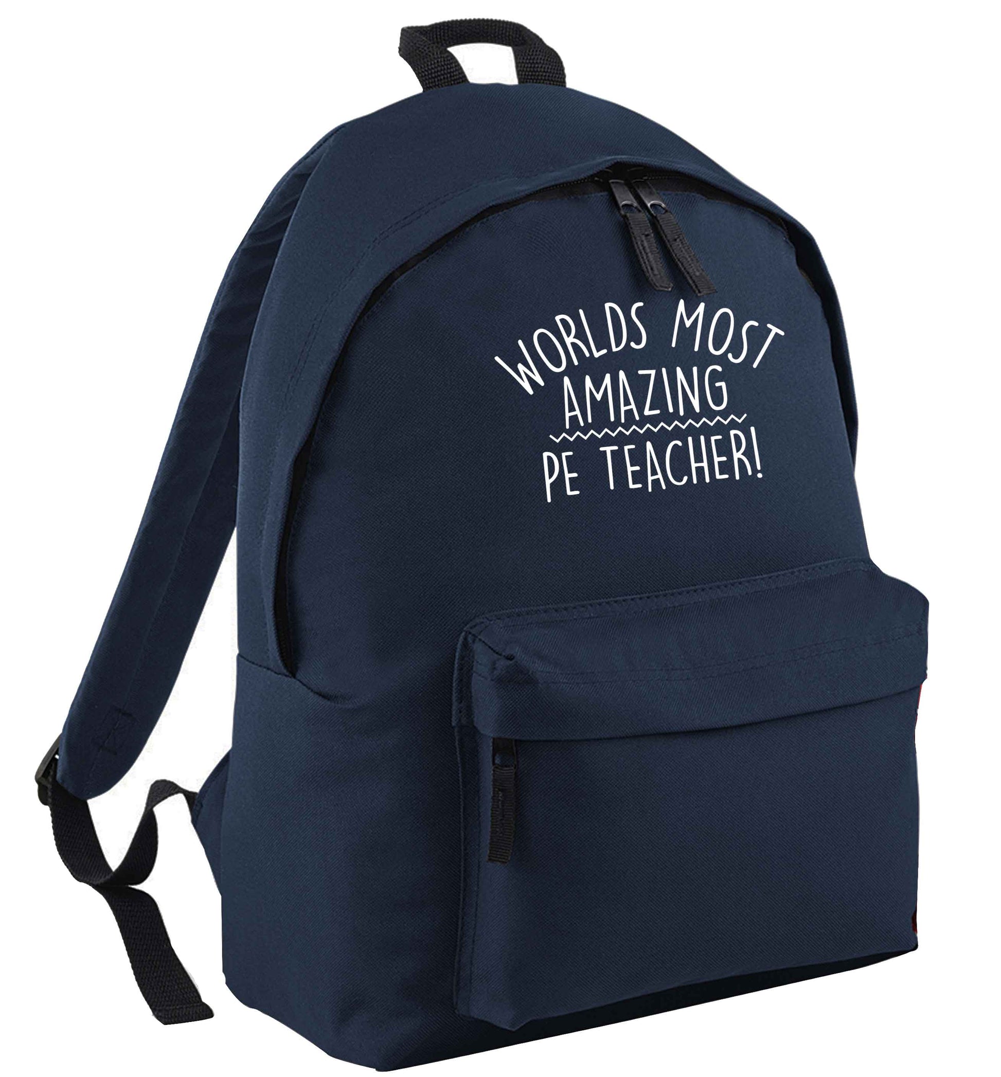 Worlds most amazing PE teacher navy adults backpack