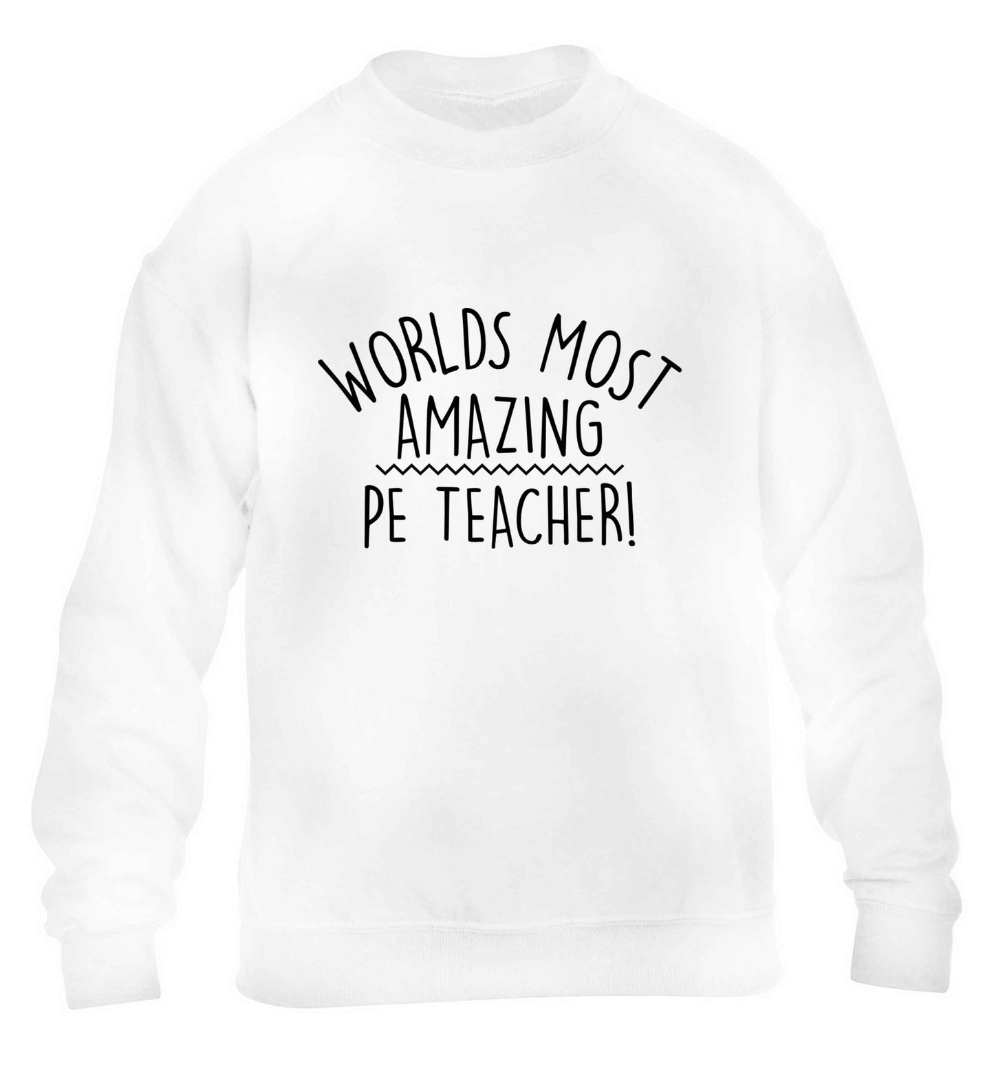 Worlds most amazing PE teacher children's white sweater 12-13 Years