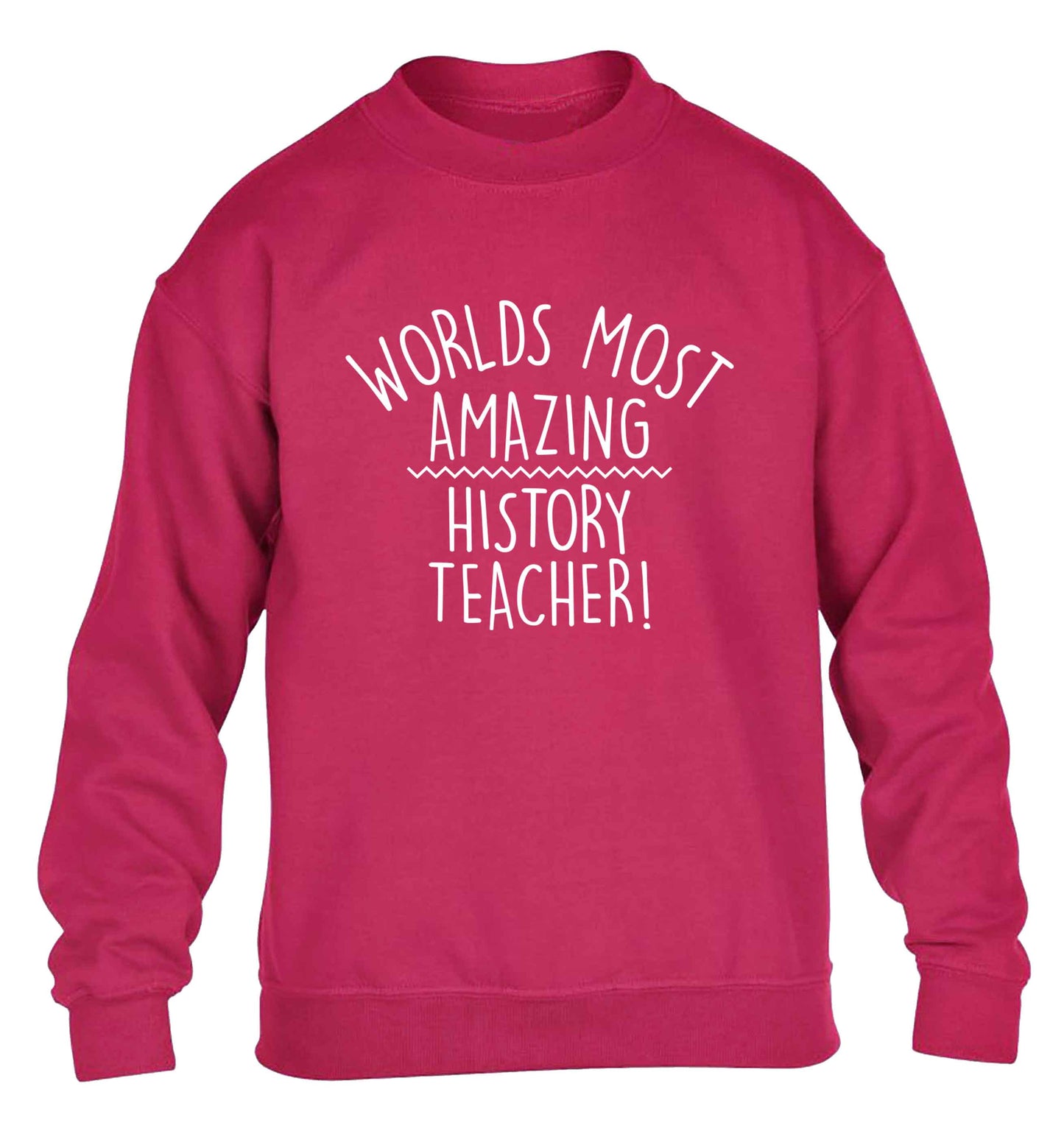 Worlds most amazing History teacher children's pink sweater 12-13 Years