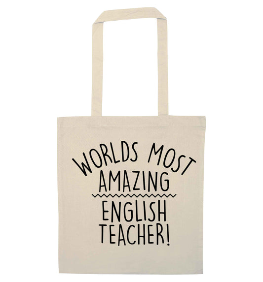 Worlds most amazing English teacher natural tote bag