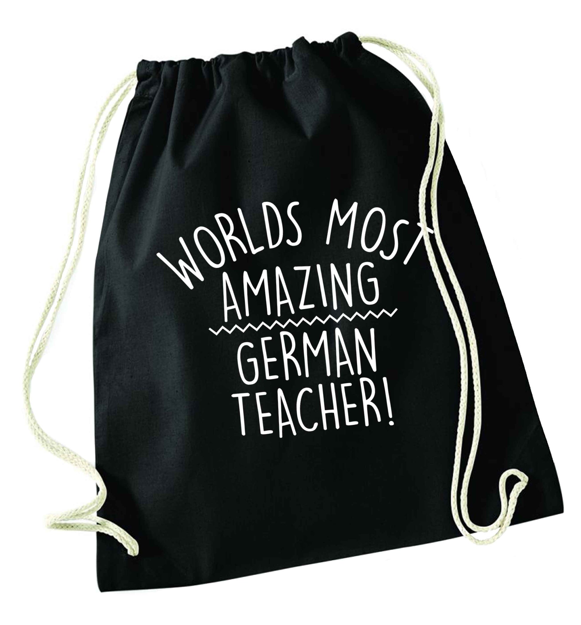 Worlds most amazing German teacher black drawstring bag