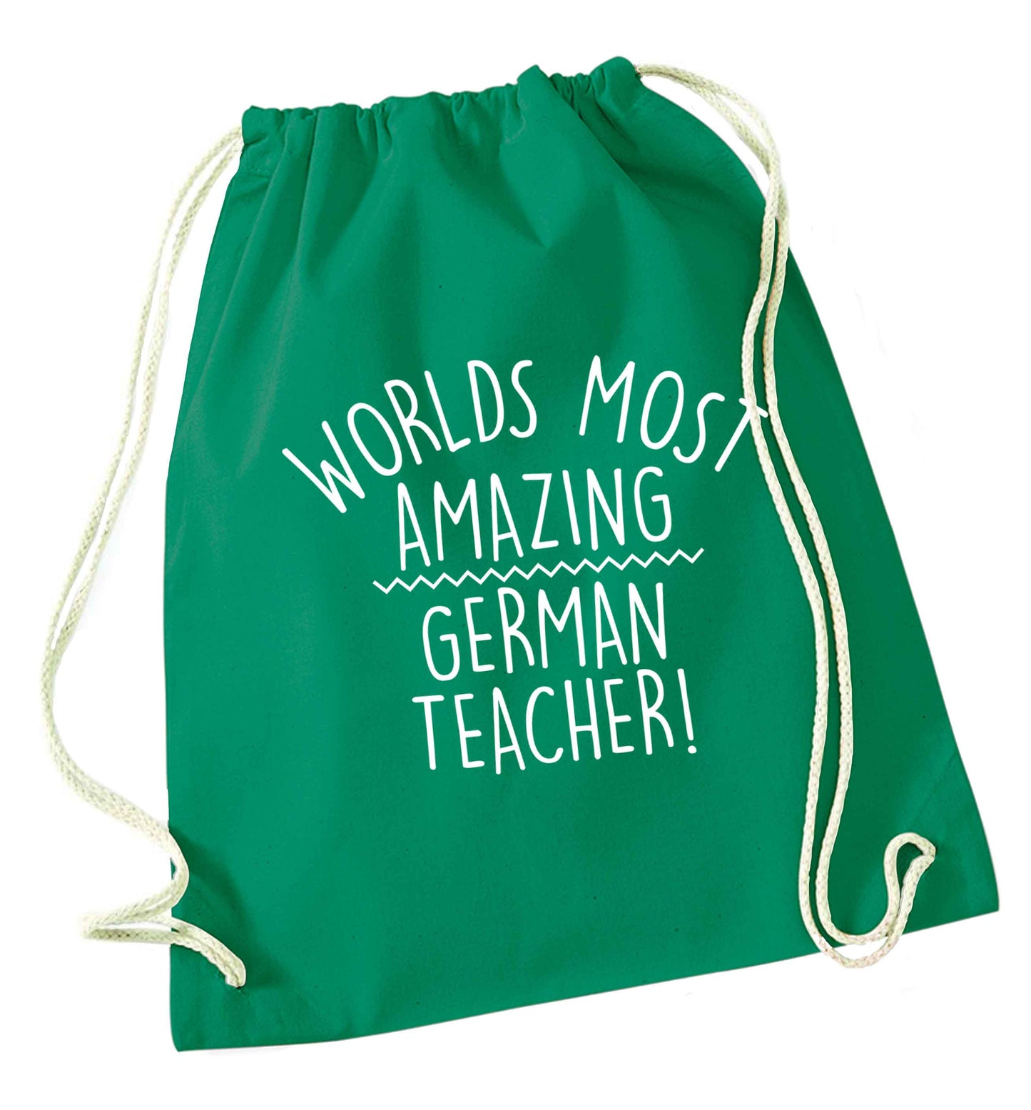 Worlds most amazing German teacher green drawstring bag