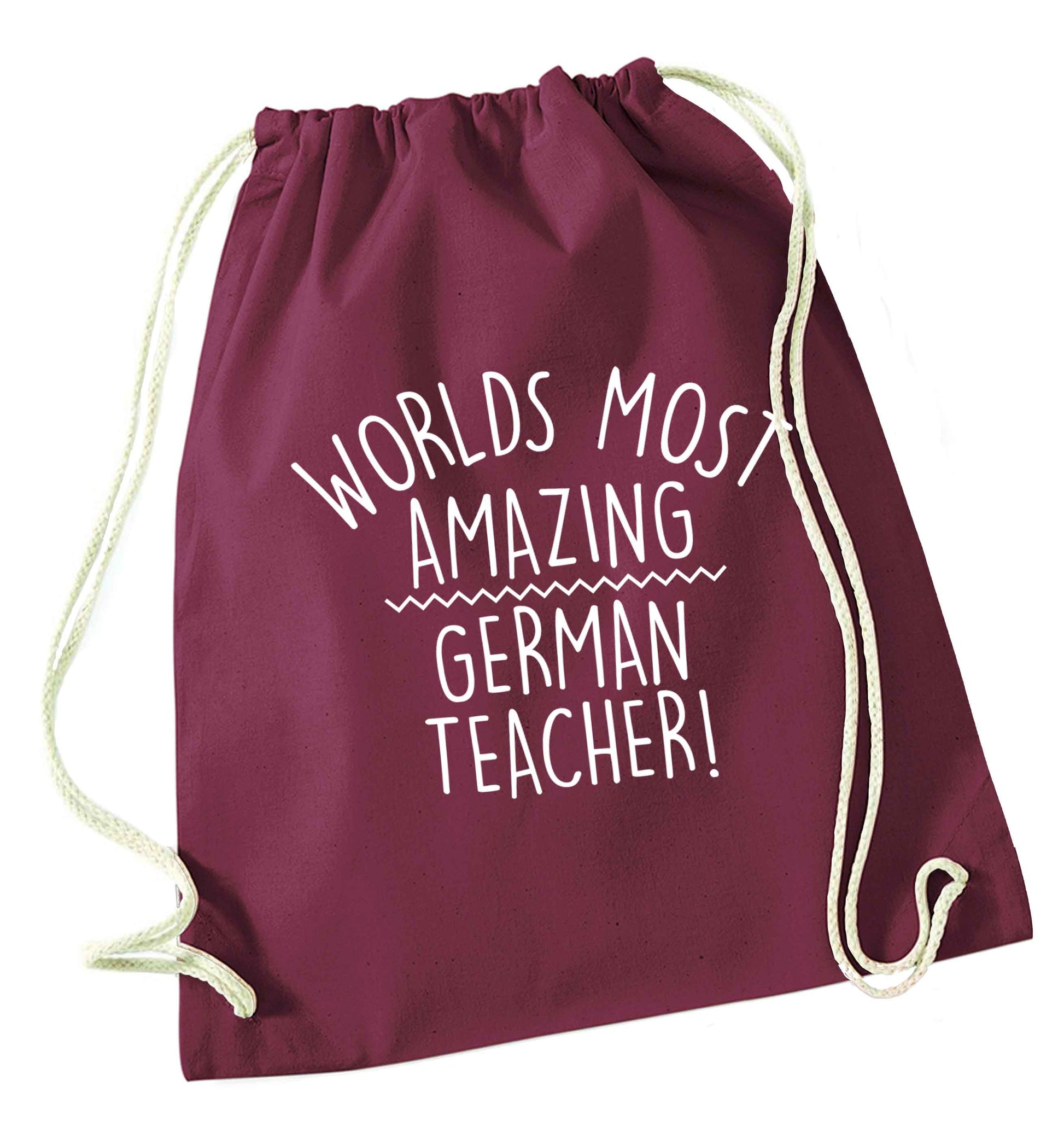 Worlds most amazing German teacher maroon drawstring bag