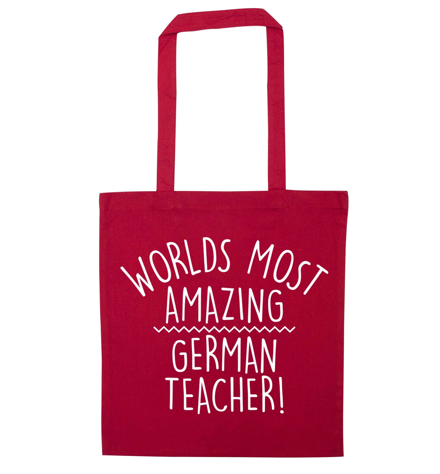 Worlds most amazing German teacher red tote bag