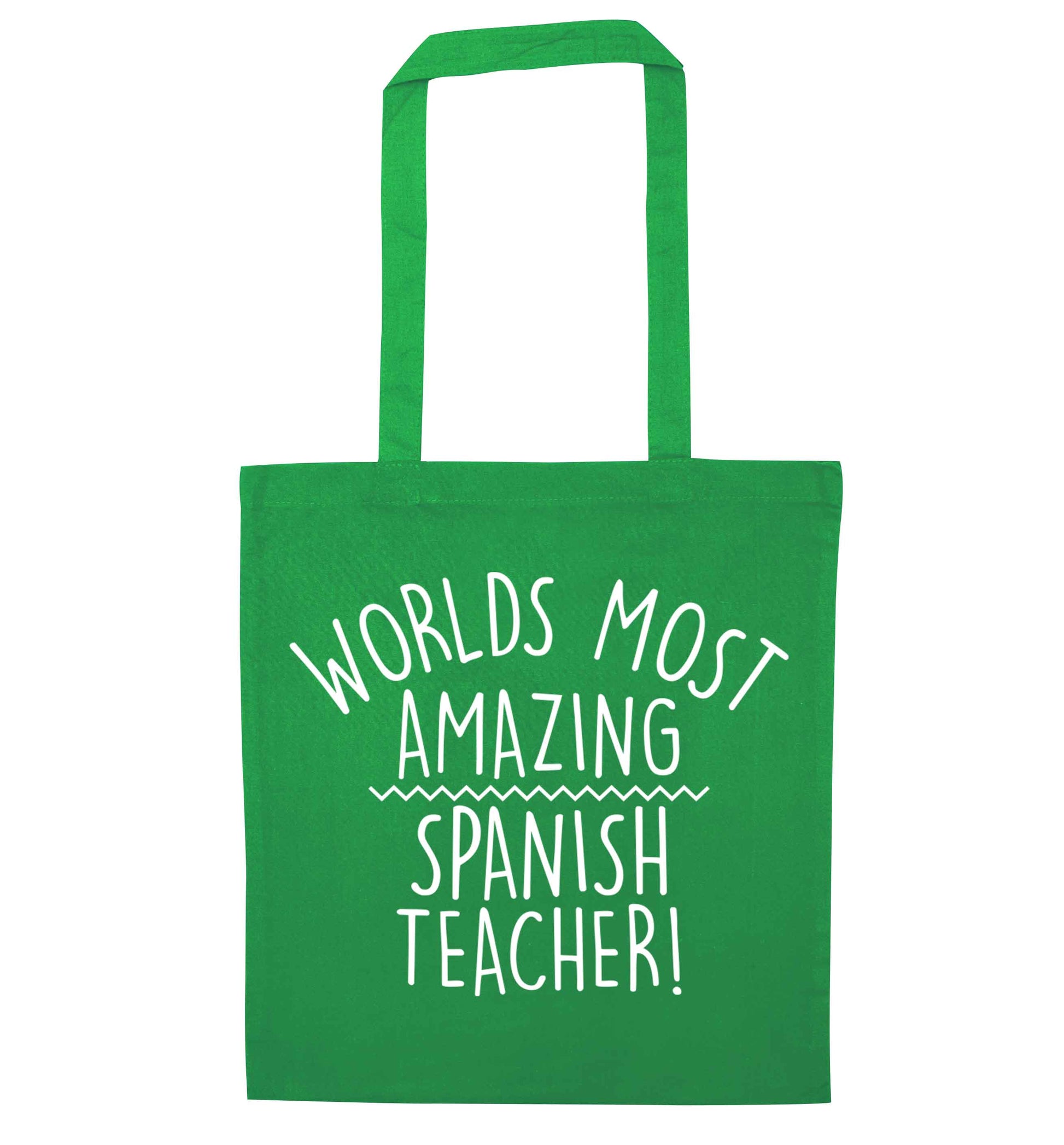 Worlds most amazing Spanish teacher green tote bag