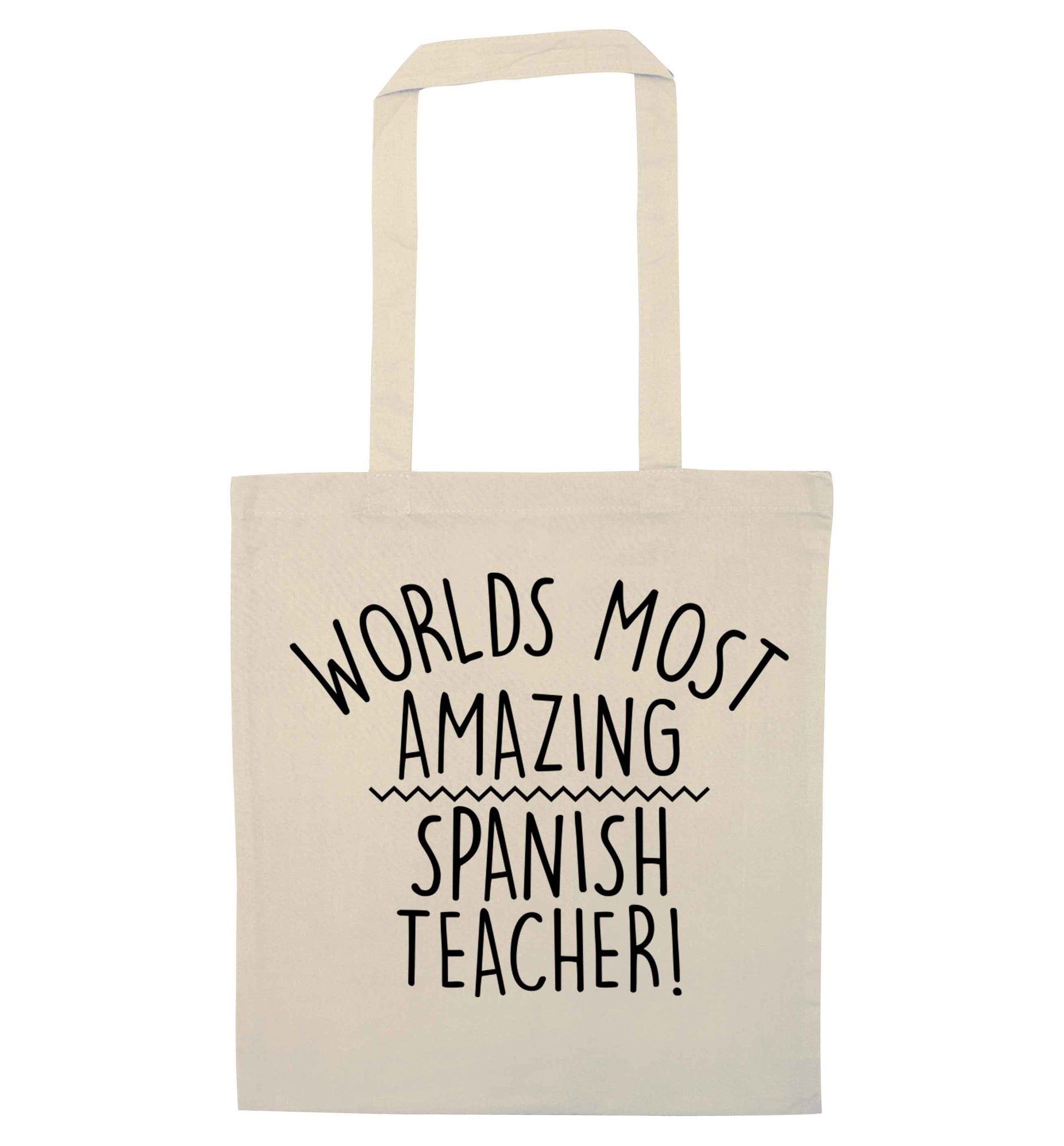 Worlds most amazing Spanish teacher natural tote bag