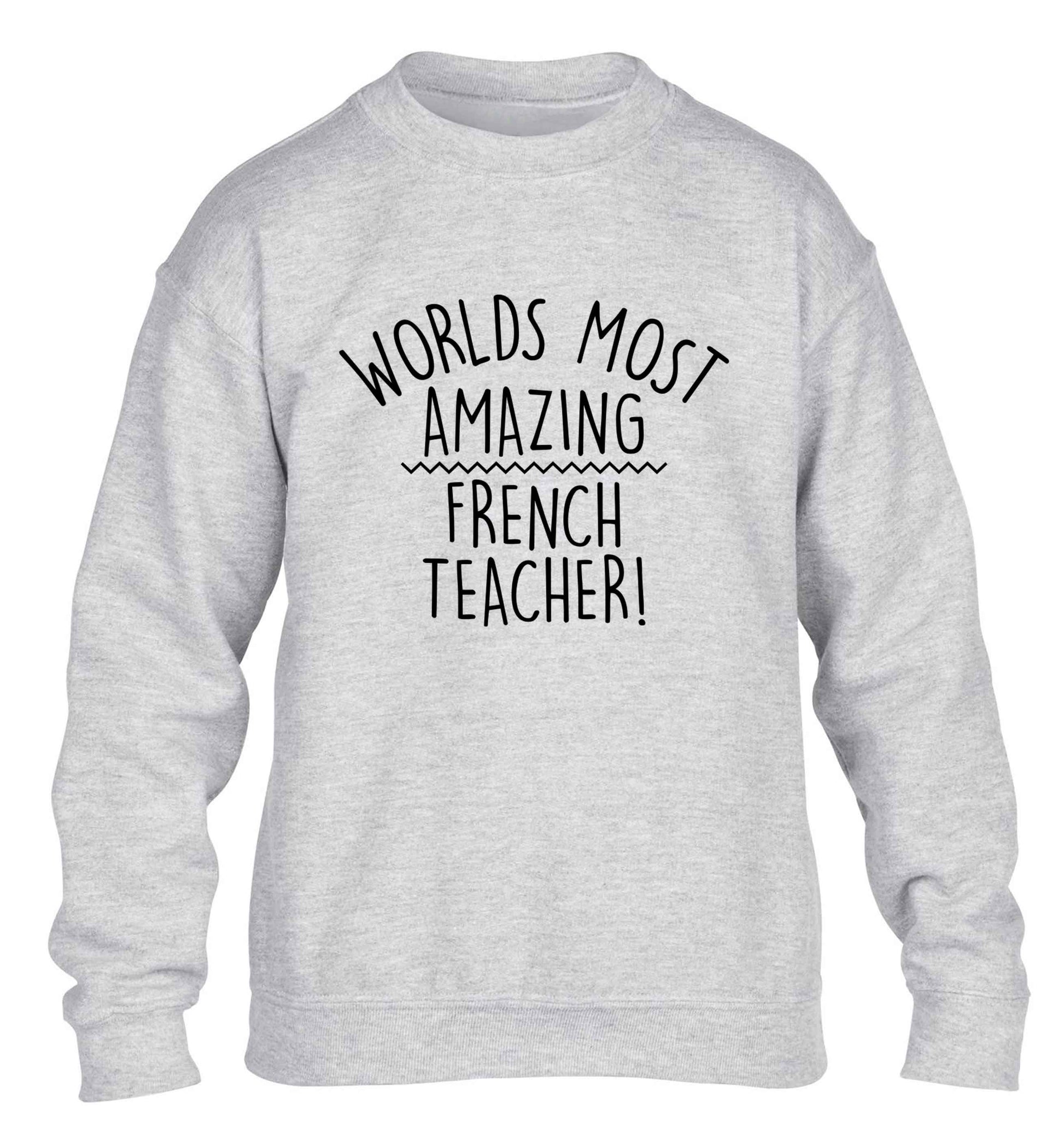 Worlds most amazing French teacher children's grey sweater 12-13 Years