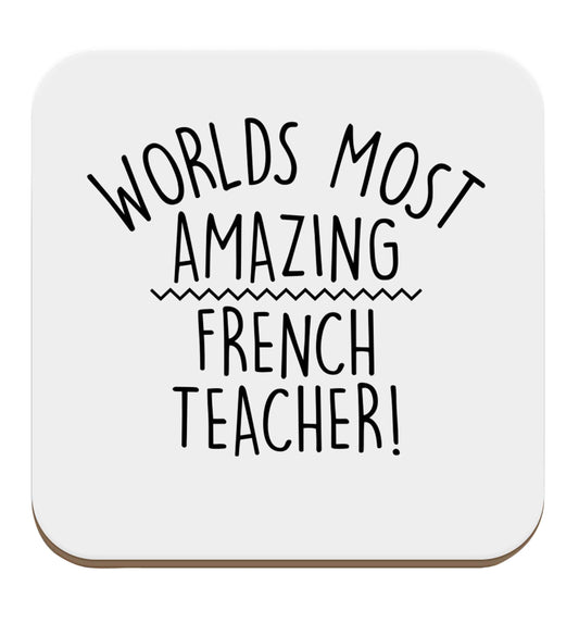 Worlds most amazing French teacher set of four coasters