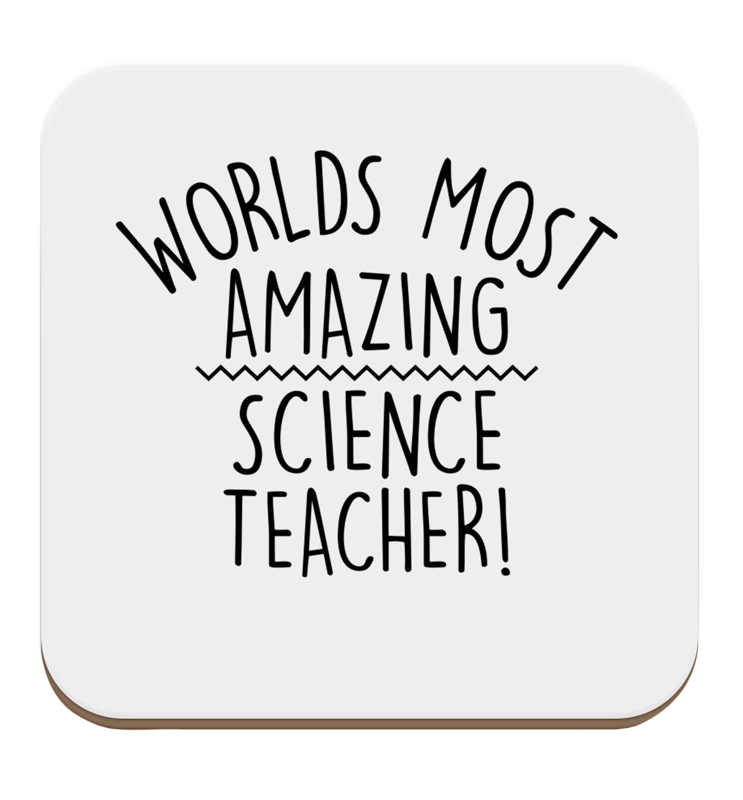 Worlds most amazing science teacher set of four coasters