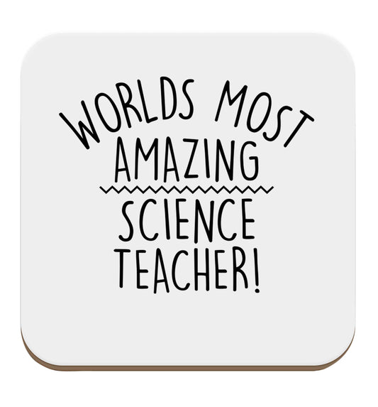 Worlds most amazing science teacher set of four coasters