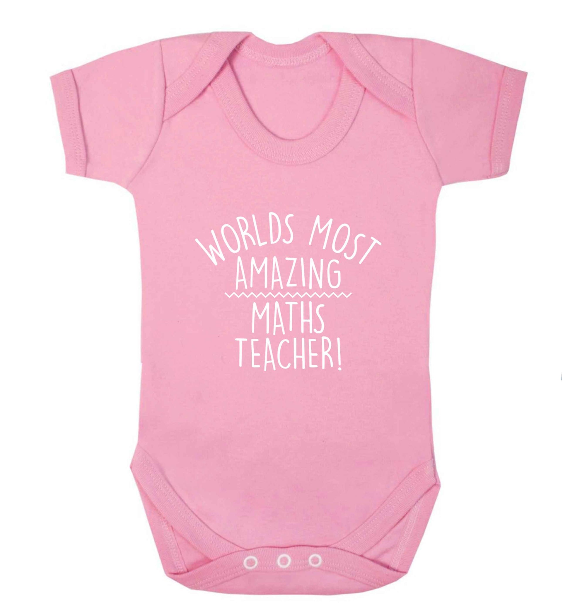 Worlds most amazing maths teacher baby vest pale pink 18-24 months