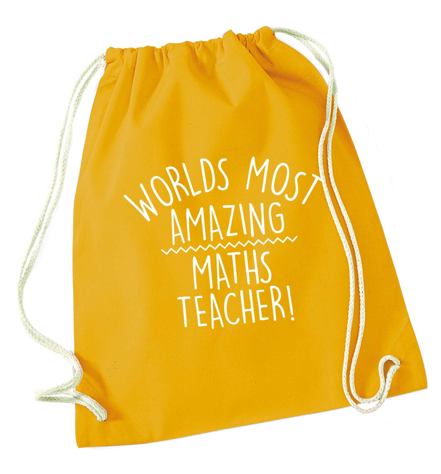 Worlds most amazing maths teacher mustard drawstring bag