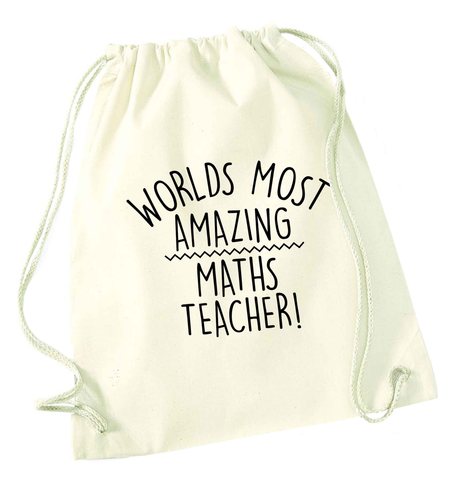 Worlds most amazing maths teacher natural drawstring bag