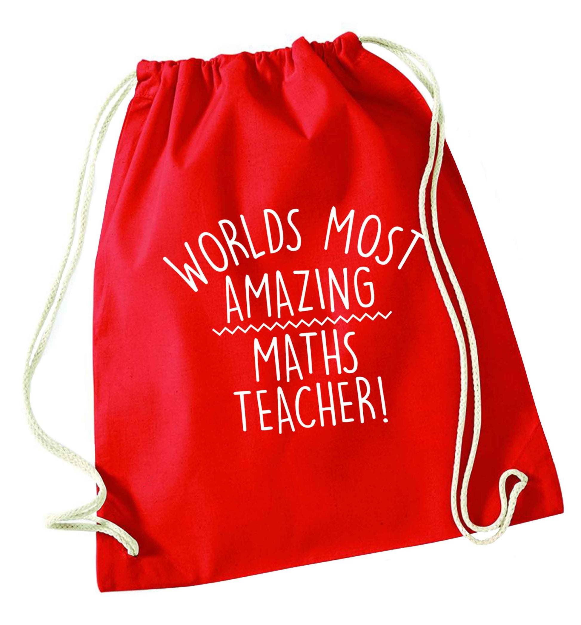 Worlds most amazing maths teacher red drawstring bag 