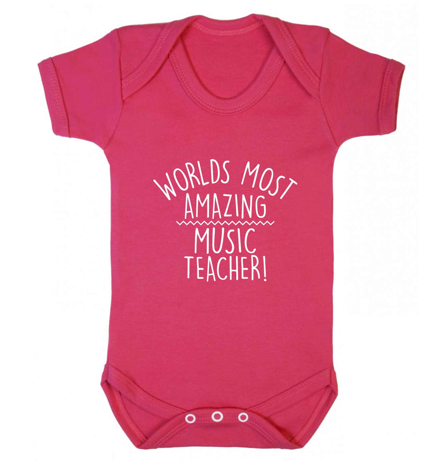 Worlds most amazing music teacher baby vest dark pink 18-24 months