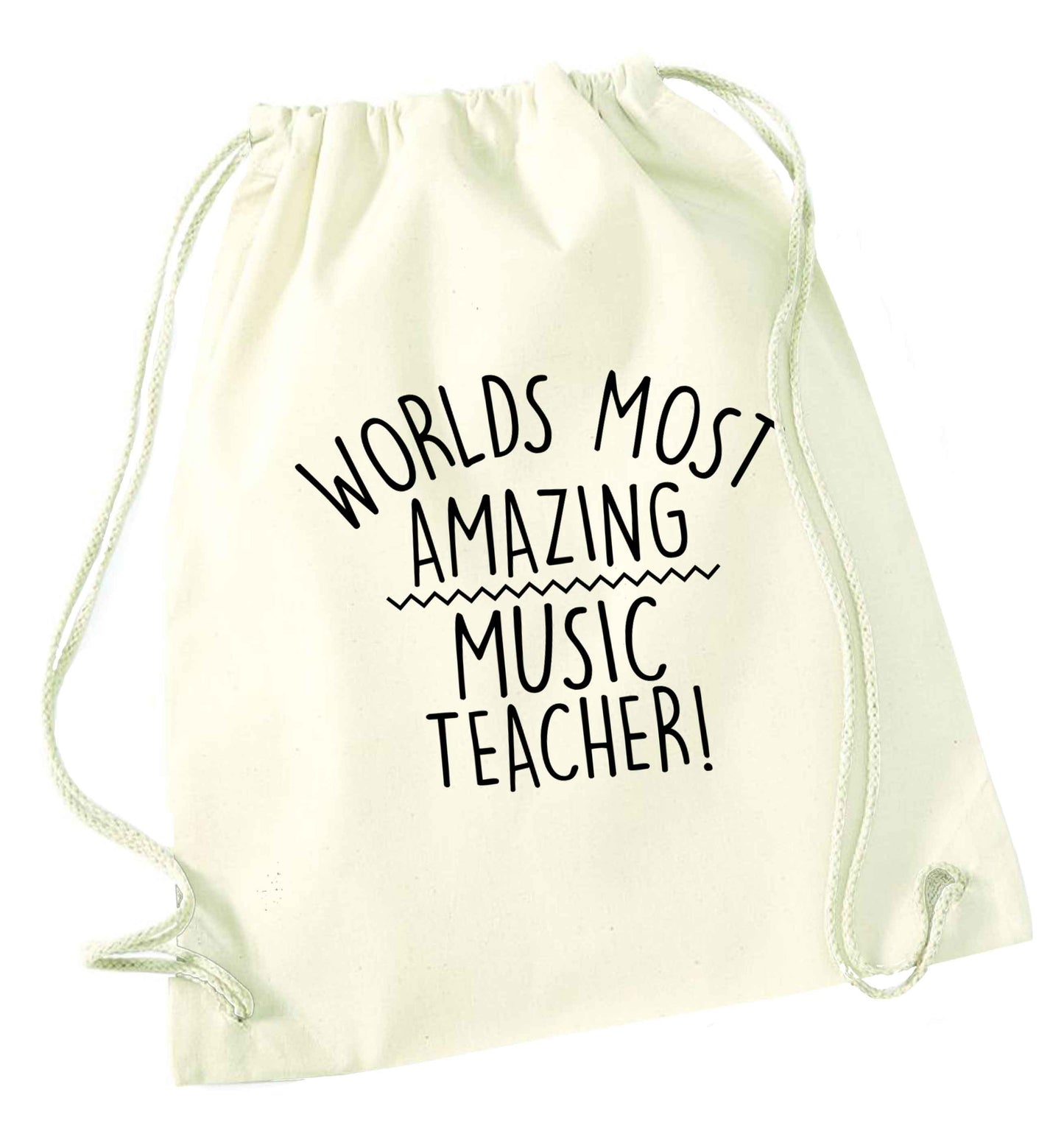 Worlds most amazing music teacher natural drawstring bag