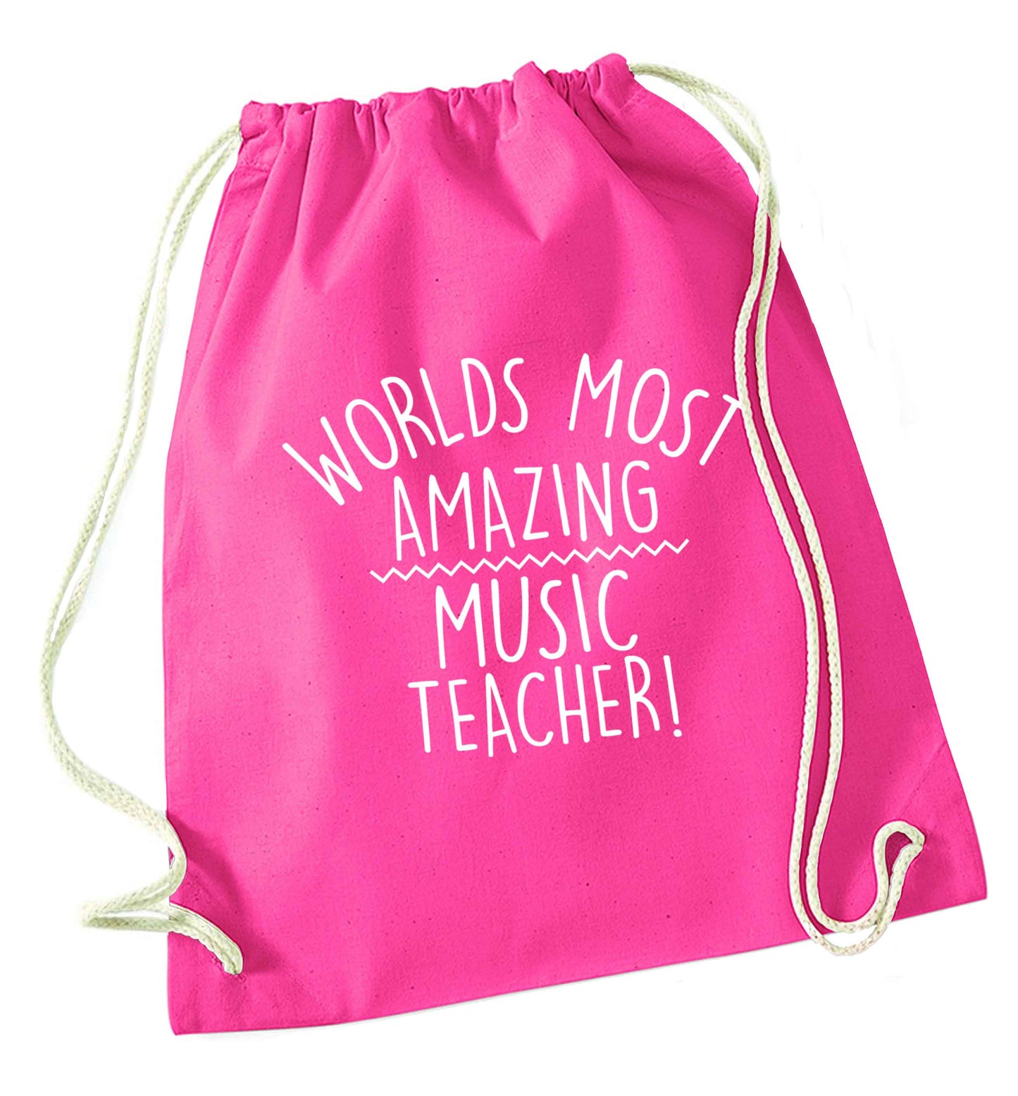 Worlds most amazing music teacher pink drawstring bag