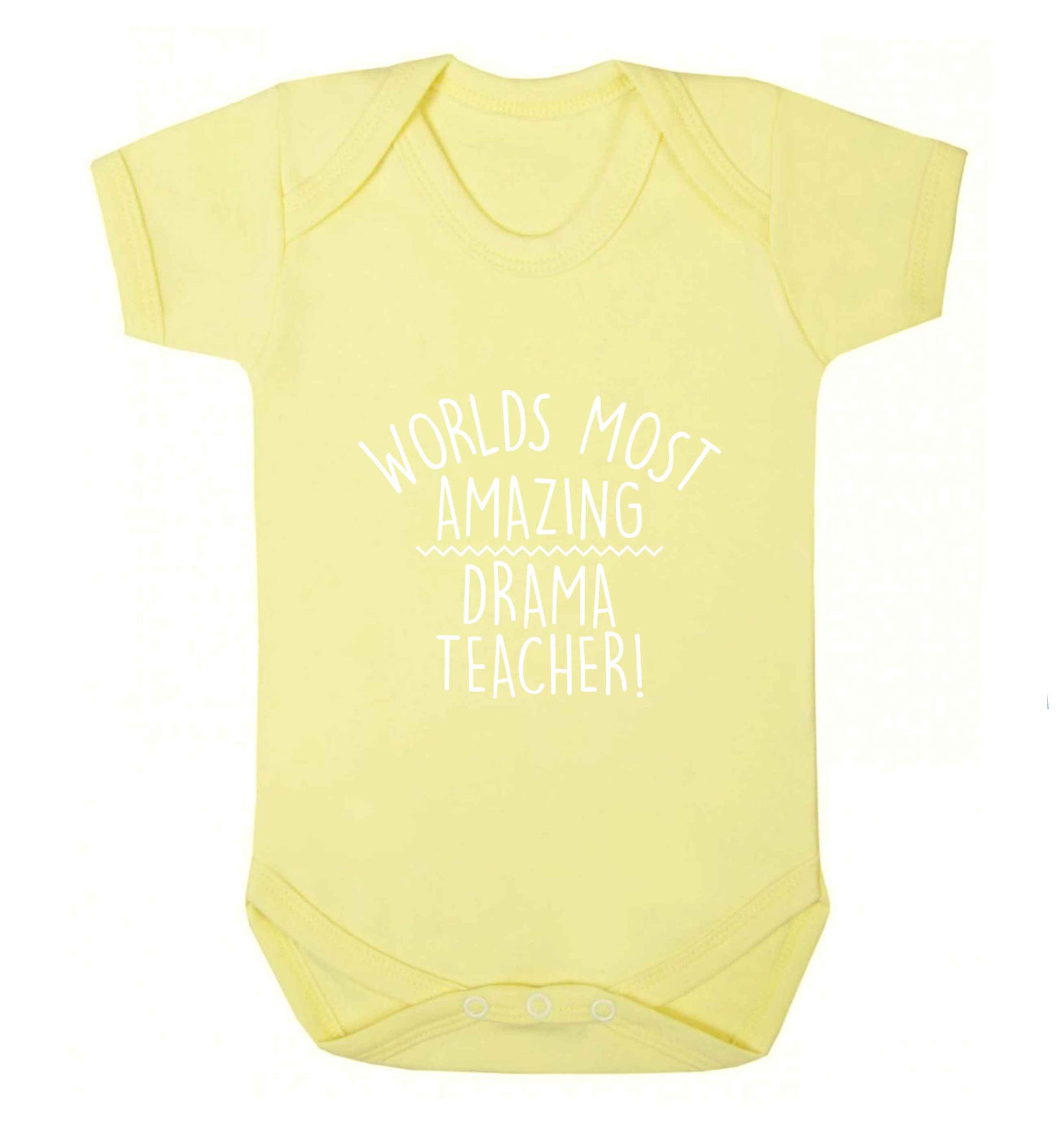 Worlds most amazing drama teacher baby vest pale yellow 18-24 months