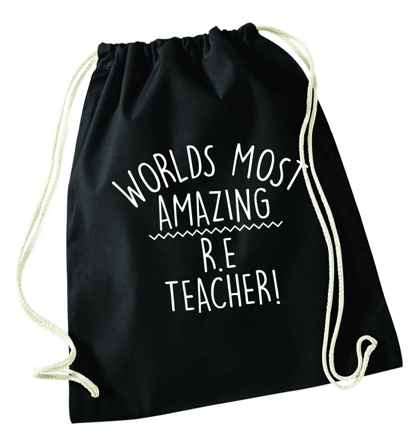 Worlds most amazing R.E teacher black drawstring bag